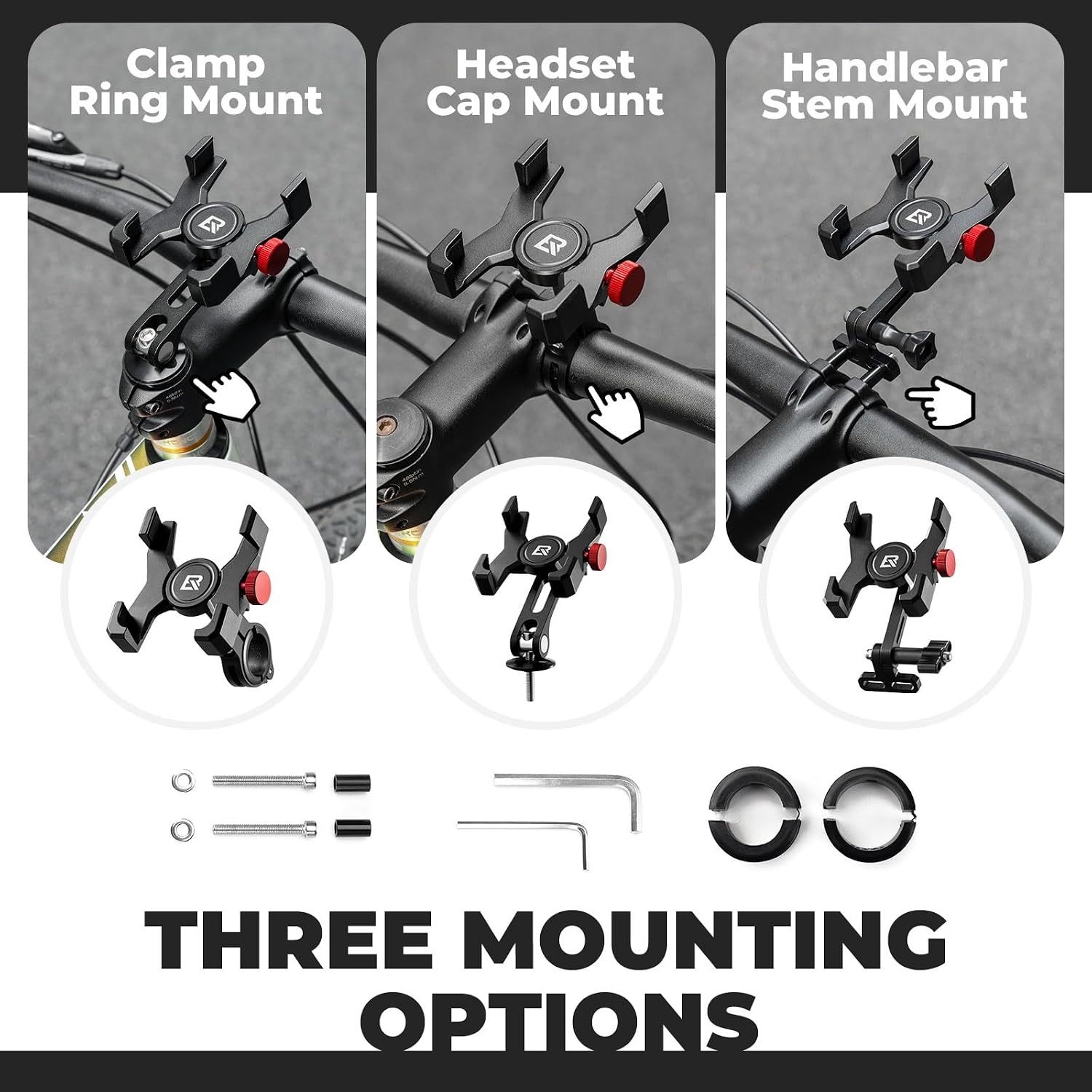 image:imageROCKBROS Bike Phone Holder Aluminum Bike Phone Mount HolderHandlebar Mounted Cell Phone Holder for 4771 Inch Phones Stem MountStem Mount