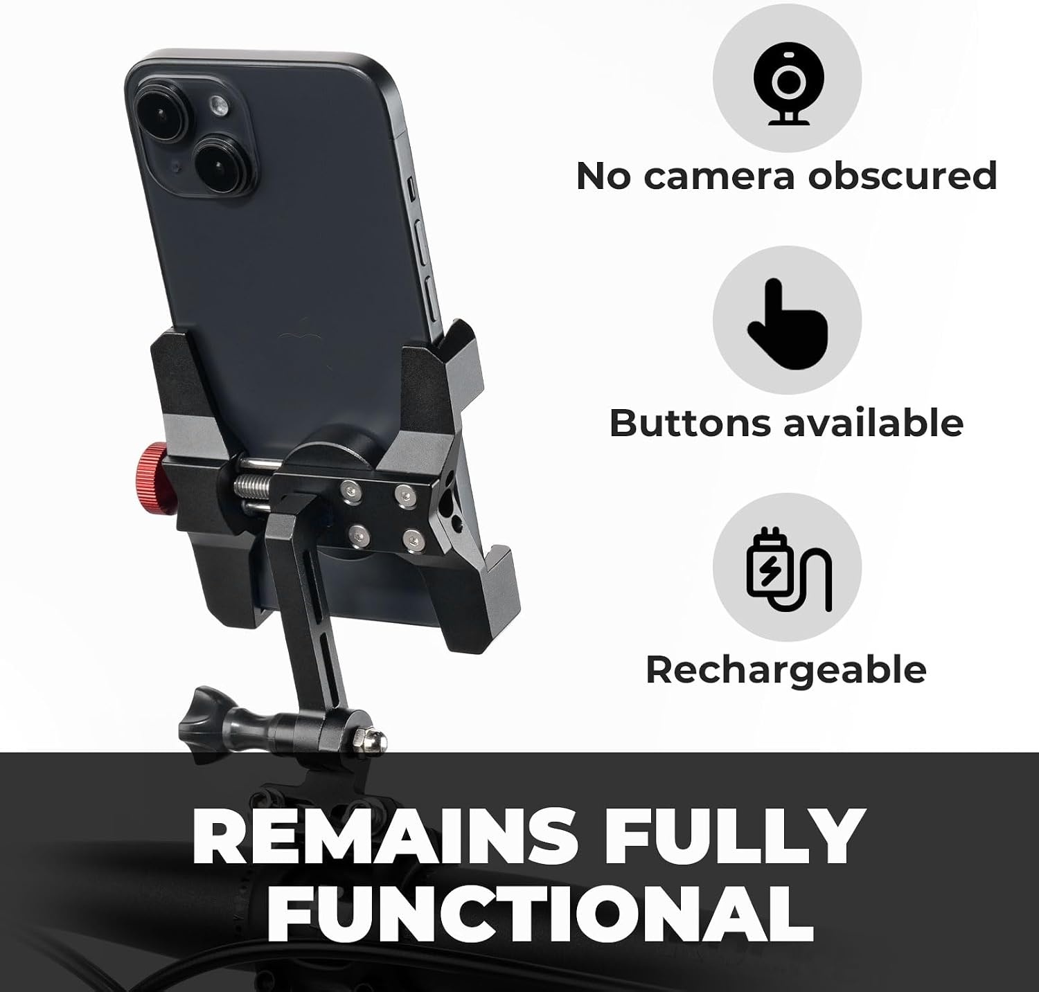 image:imageROCKBROS Bike Phone Holder Aluminum Bike Phone Mount HolderHandlebar Mounted Cell Phone Holder for 4771 Inch Phones Stem MountStem Mount