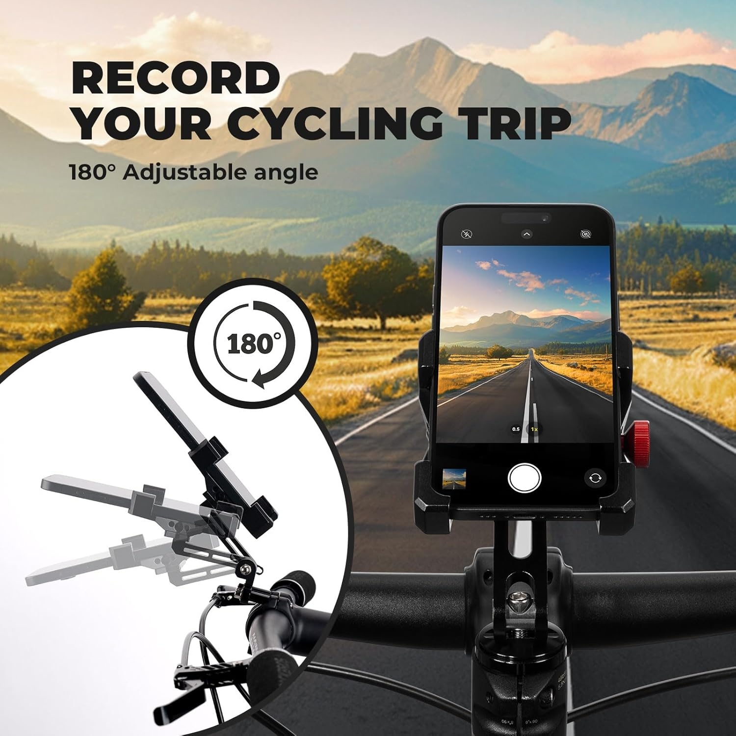 image:imageROCKBROS Bike Phone Holder Aluminum Bike Phone Mount HolderHandlebar Mounted Cell Phone Holder for 4771 Inch Phones Stem MountStem Mount