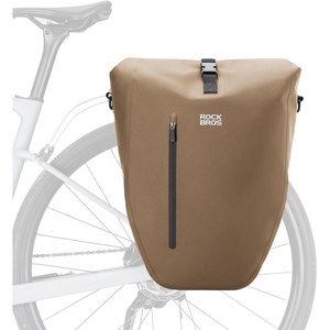 ROCKBROS Bike Panniers 20L Waterproof Roll Up Bike Rack Bag Adjustable Quick Release Buckles,Reflective for Road Mountain Cycling Traveling Commuting(Camel Brown Reflective*1)