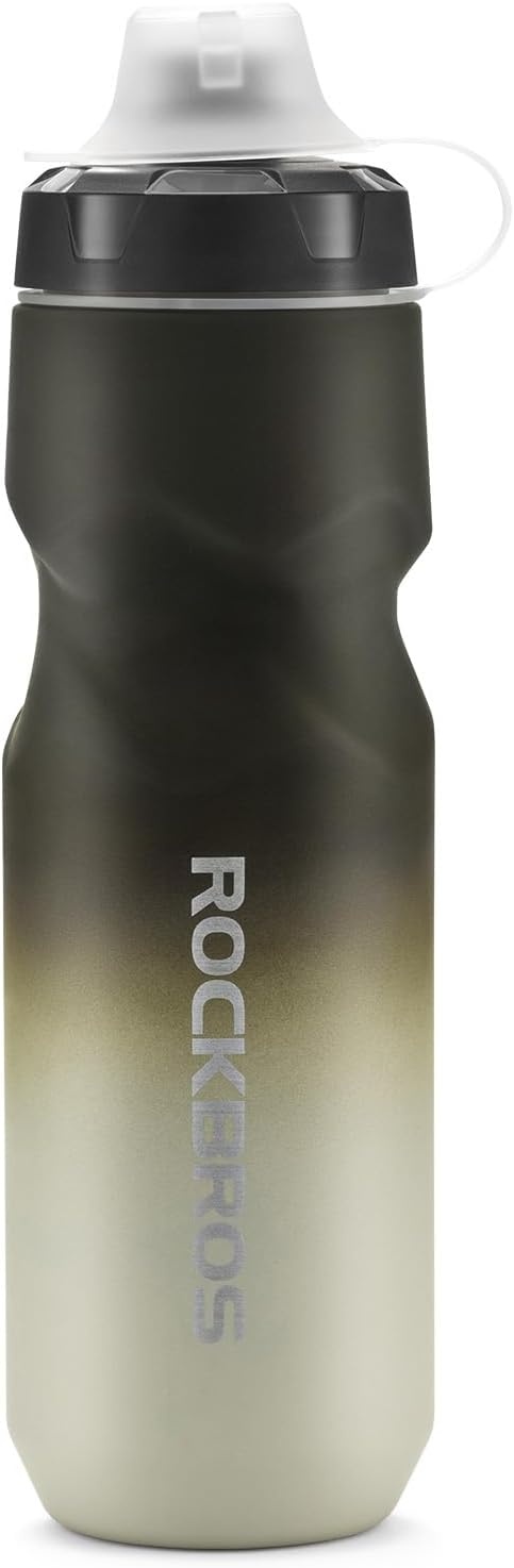 image:imageROCKBROS Bike Water Bottle 2 Pack 20oz Lightweight Plastic Sports Water Bottle BPA Free Spill Proof Water Bottle Squeeze Leak Proof Water Bottle for Cycling Gym Workout Hiking TravelGradual Gray White