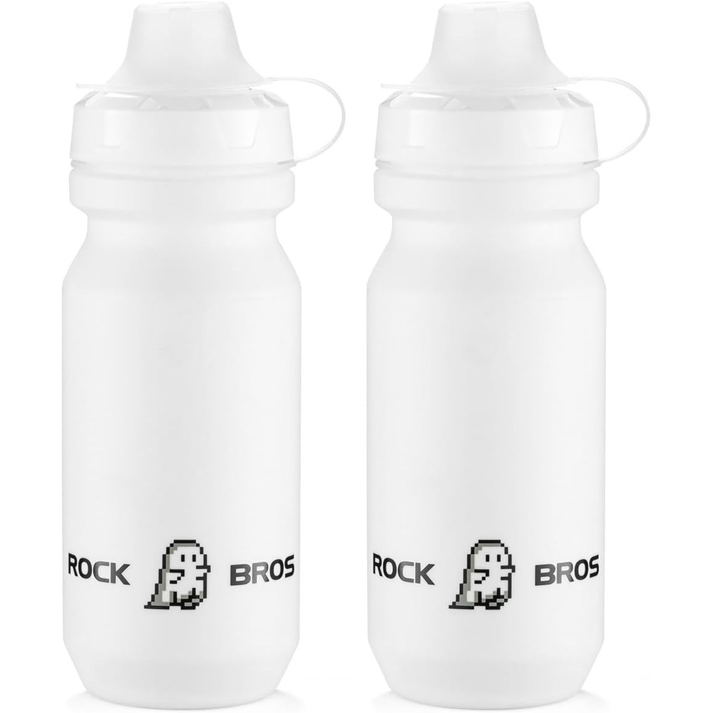 image:imageROCKBROS Bike Water Bottle 2 Pack 20oz Lightweight Plastic Sports Water Bottle BPA Free Spill Proof Water Bottle Squeeze Leak Proof Water Bottle for Cycling Gym Workout Hiking Travel2 Pack White