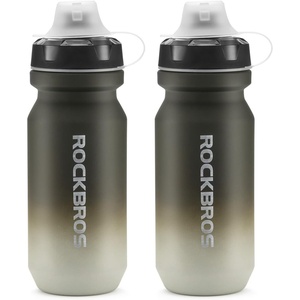 ROCKBROS Bike Water Bottle 2 Pack, 20oz Lightweight Plastic Sports Water Bottle, BPA Free Spill Proof Water Bottle, Squeeze Leak Proof Water Bottle for Cycling, Gym, Workout, Hiking, Travel(2 Pack – Gradual Gray White)