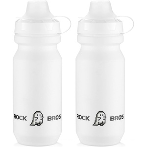 ROCKBROS Bike Water Bottle 2 Pack, 20oz Lightweight Plastic Sports Water Bottle, BPA Free Spill Proof Water Bottle, Squeeze Leak Proof Water Bottle for Cycling, Gym, Workout, Hiking, Travel(2 Pack – White)