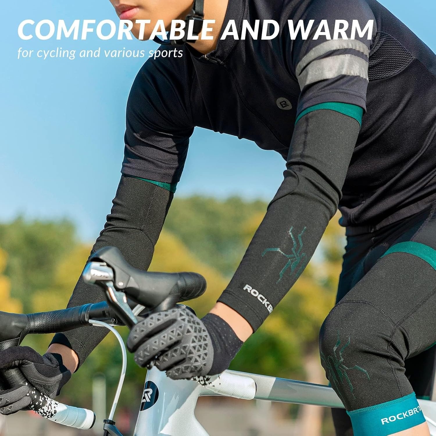 image:imageROCKBROS Arm Sleeves Cycling Arm Warmer with Ultimate Warmth MoistureWicking Flexibility and Suitable for Men and Women