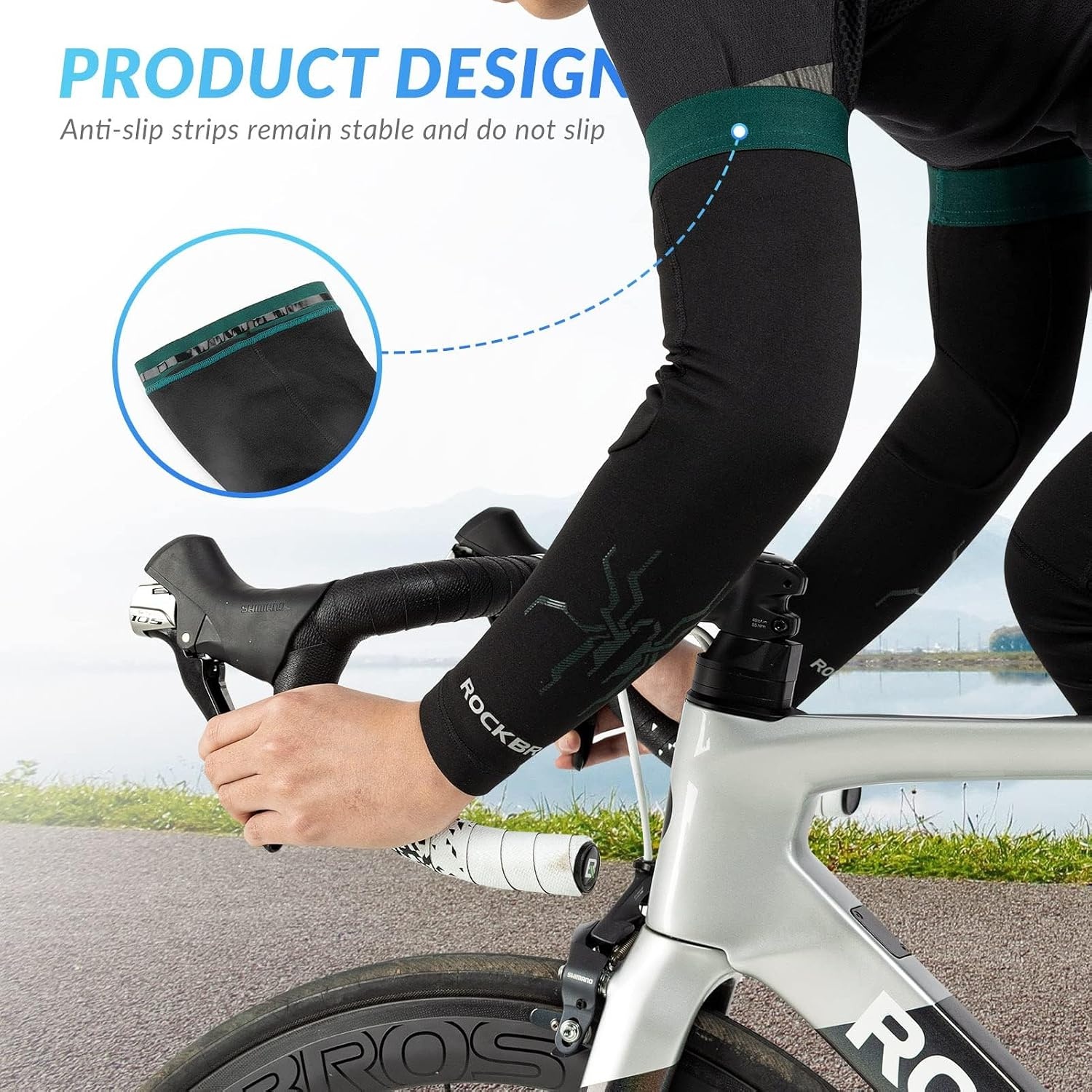 image:imageROCKBROS Arm Sleeves Cycling Arm Warmer with Ultimate Warmth MoistureWicking Flexibility and Suitable for Men and Women