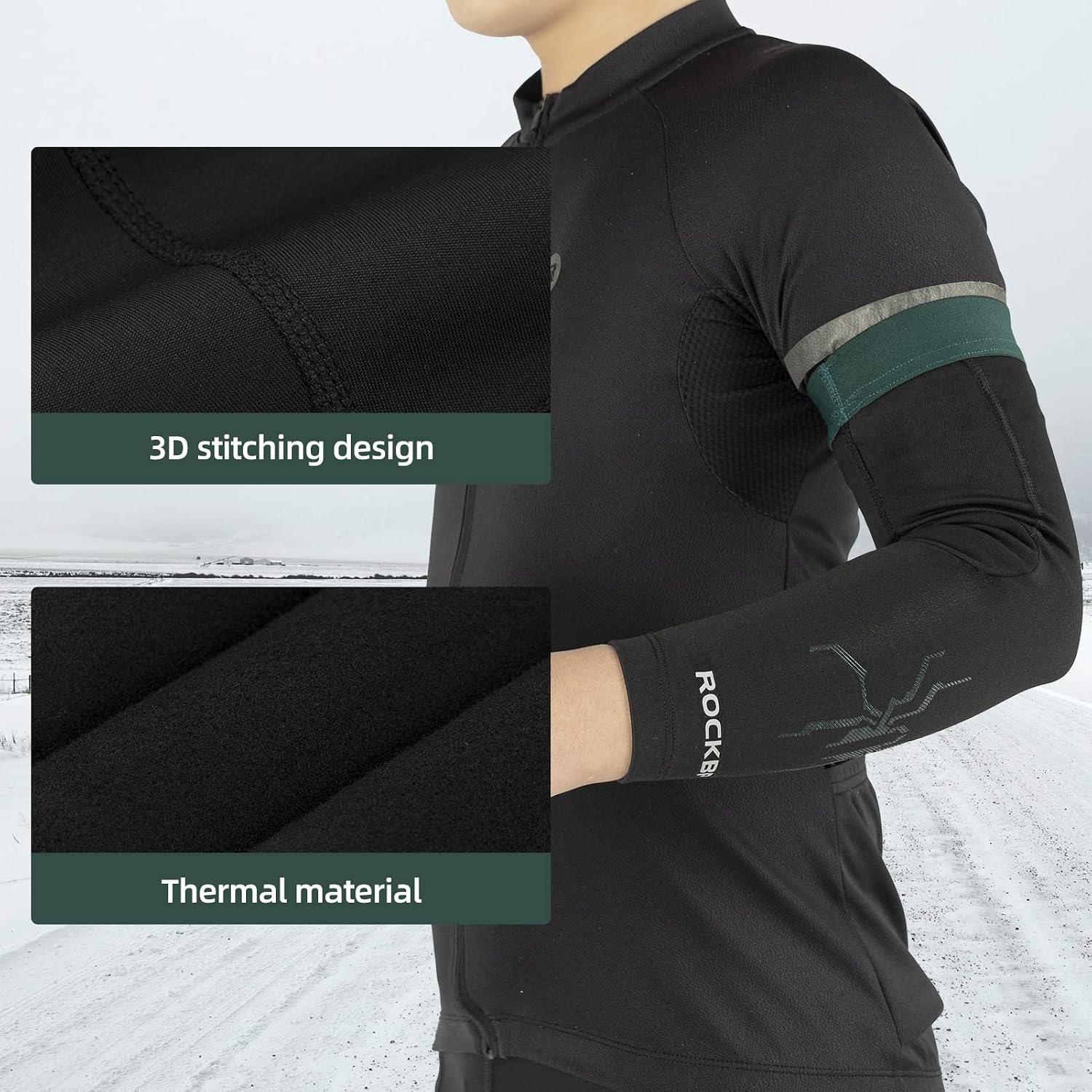 image:imageROCKBROS Arm Sleeves Cycling Arm Warmer with Ultimate Warmth MoistureWicking Flexibility and Suitable for Men and Women