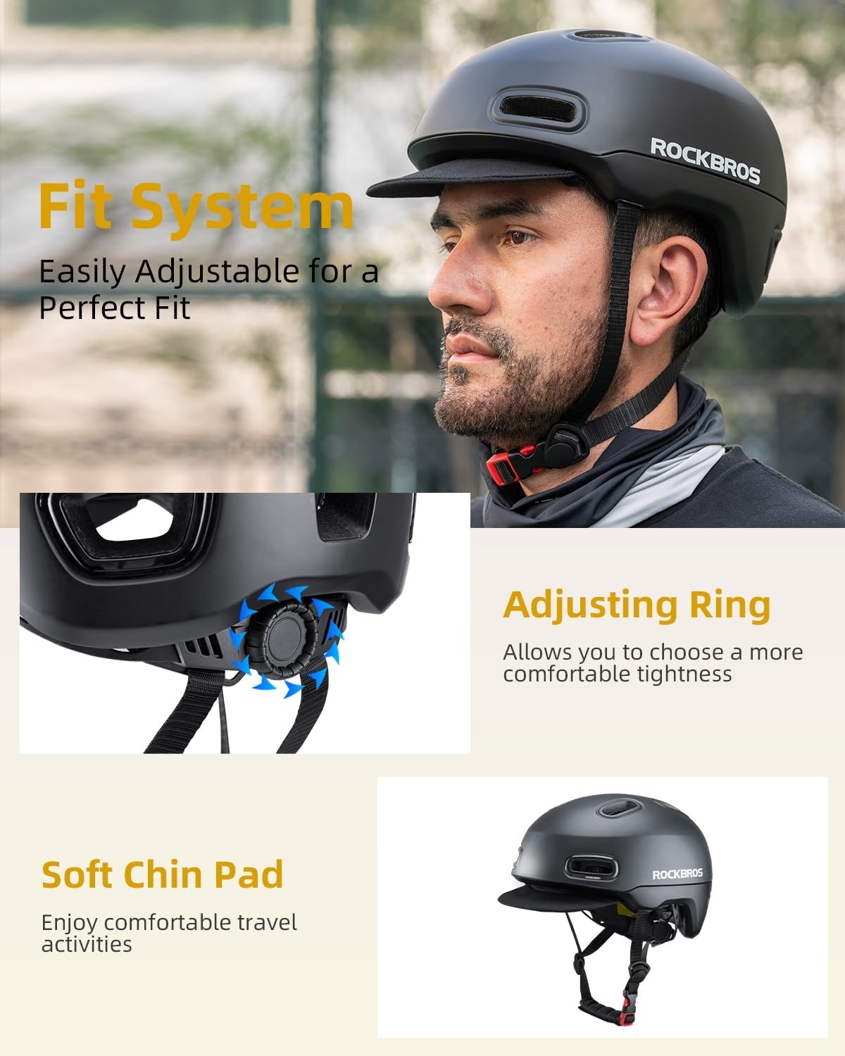 image:imageROCKBROS Bike Helmet for Adults Adjustable Cycling Helmet for Men amp Women CPSC Safety Certified Bicycle Helmet for Commuting Road Biking SkatingBlue