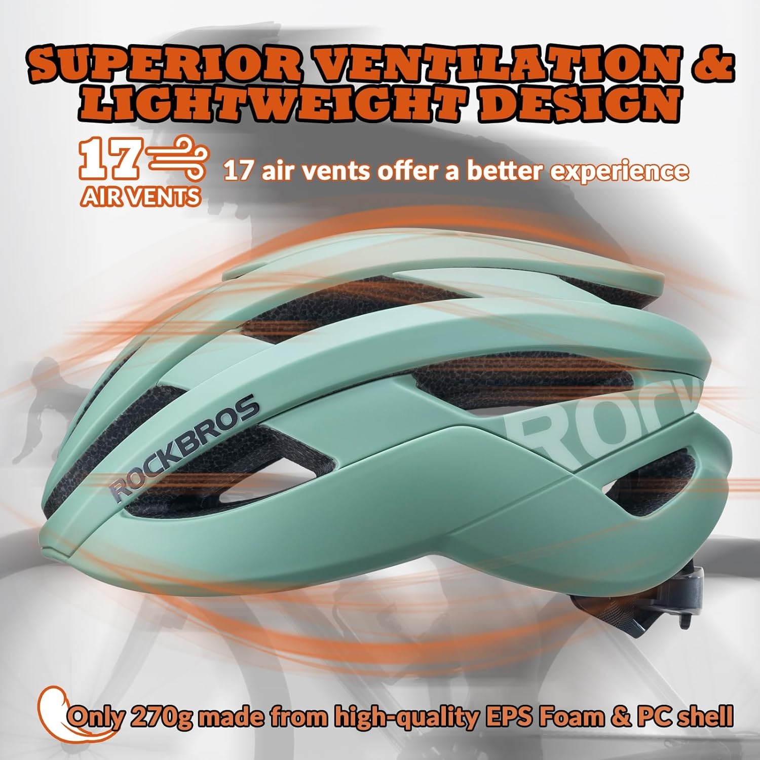 image:imageROCKBROS Bike Helmet for Adults Size 5462 cm for Riders Microshell Adjustable Dial Interior Padding Air Vents Mountain amp Road Bike MTB CommutingBean Green Matte