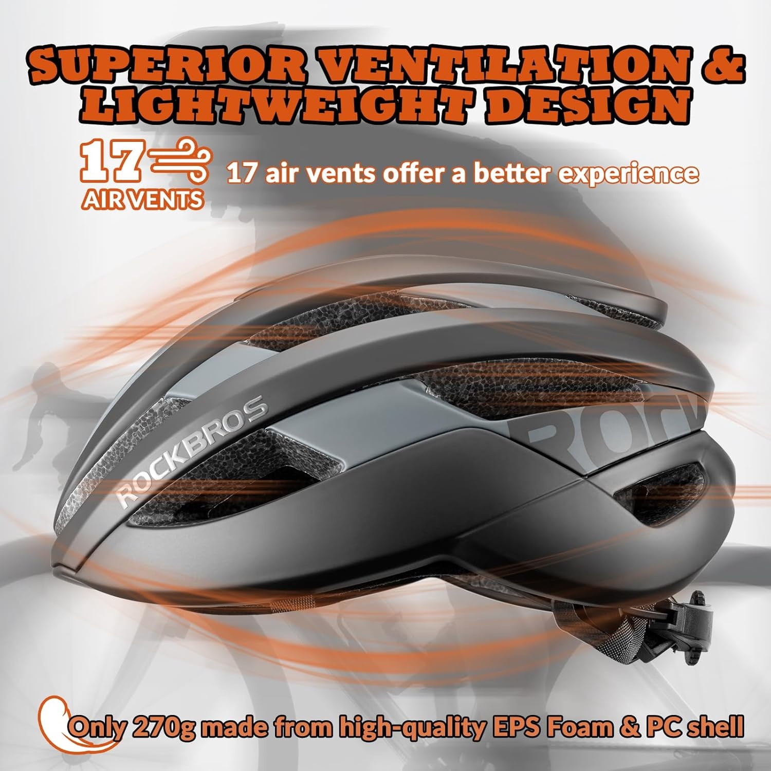 image:imageROCKBROS Bike Helmet for Adults Size 5462 cm for Riders Microshell Adjustable Dial Interior Padding Air Vents Mountain amp Road Bike MTB CommutingBlack Matte