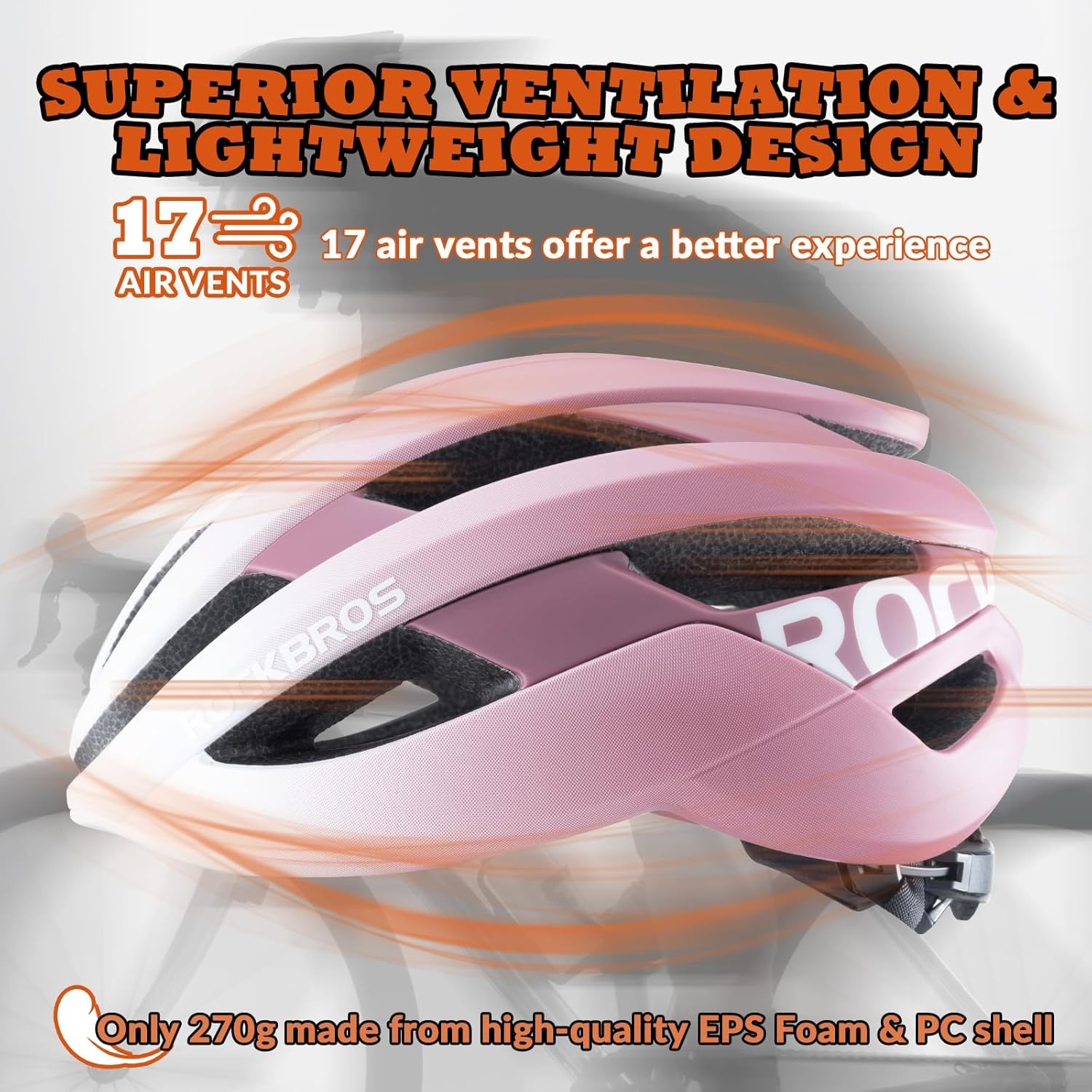 image:imageROCKBROS Bike Helmet for Adults Size 5462 cm for Riders Microshell Adjustable Dial Interior Padding Air Vents Mountain amp Road Bike MTB CommutingMulticolor Powder Matte