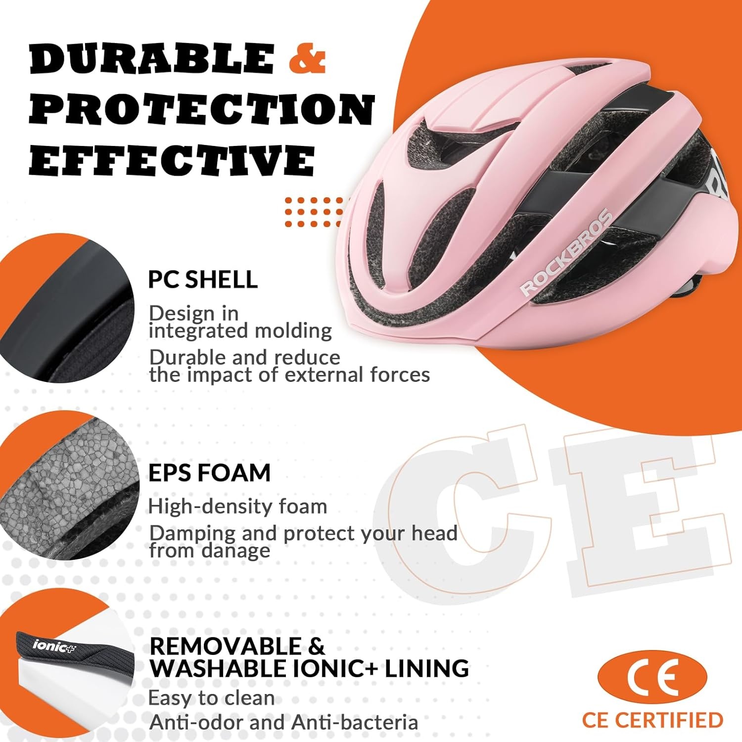 image:imageROCKBROS Bike Helmet for Adults Size 5462 cm for Riders Microshell Adjustable Dial Interior Padding Air Vents Mountain amp Road Bike MTB CommutingPink Matte