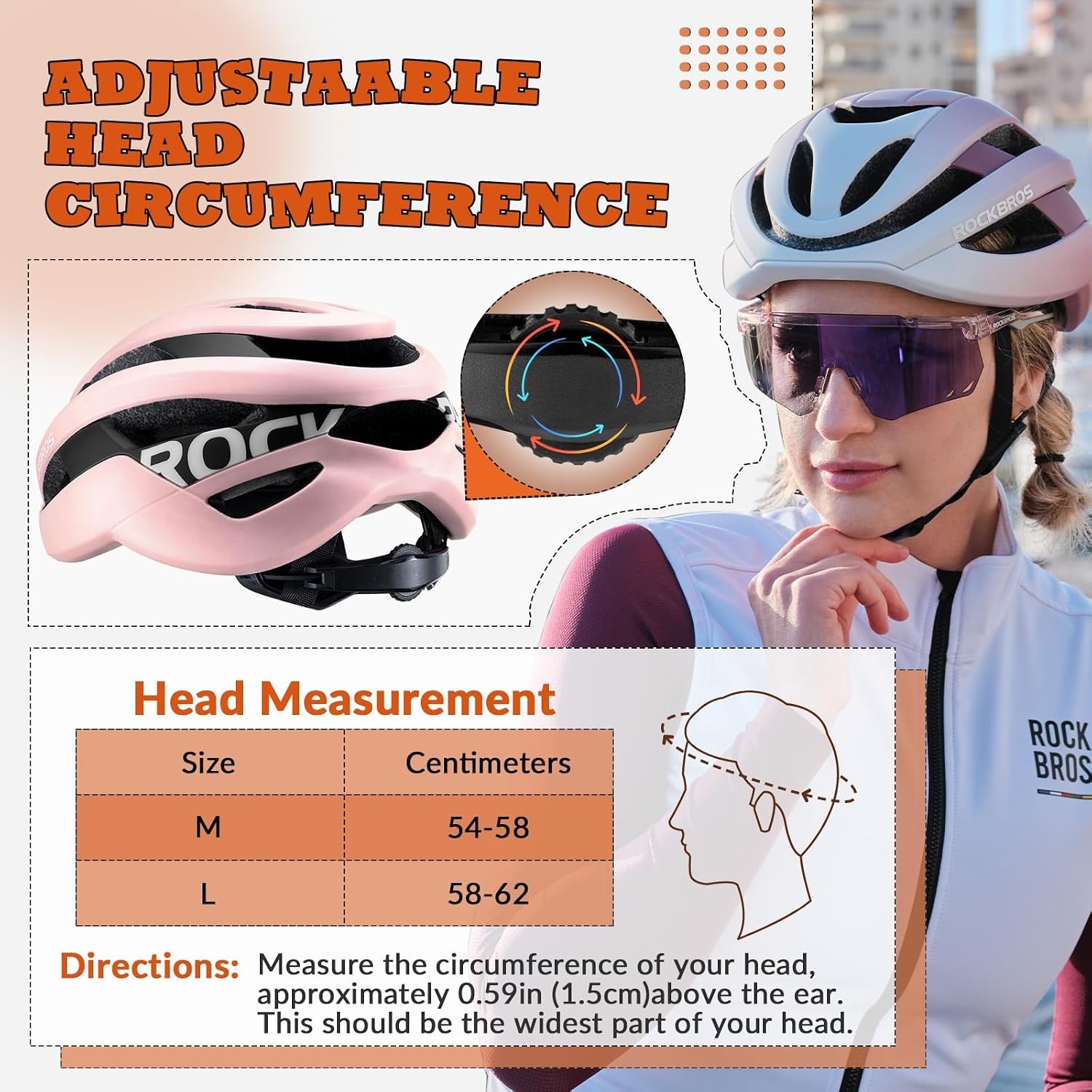 image:imageROCKBROS Bike Helmet for Adults Size 5462 cm for Riders Microshell Adjustable Dial Interior Padding Air Vents Mountain amp Road Bike MTB CommutingPink Glossy