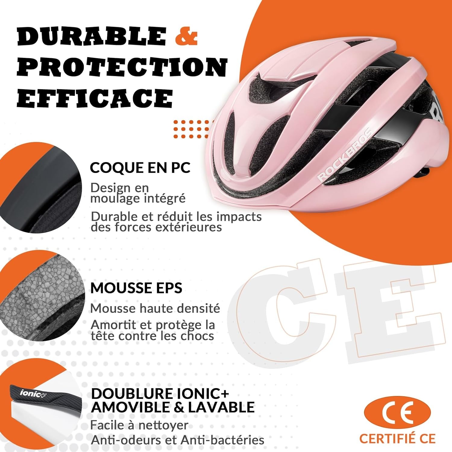 image:imageROCKBROS Bike Helmet for Adults Size 5462 cm for Riders Microshell Adjustable Dial Interior Padding Air Vents Mountain amp Road Bike MTB CommutingPink Glossy