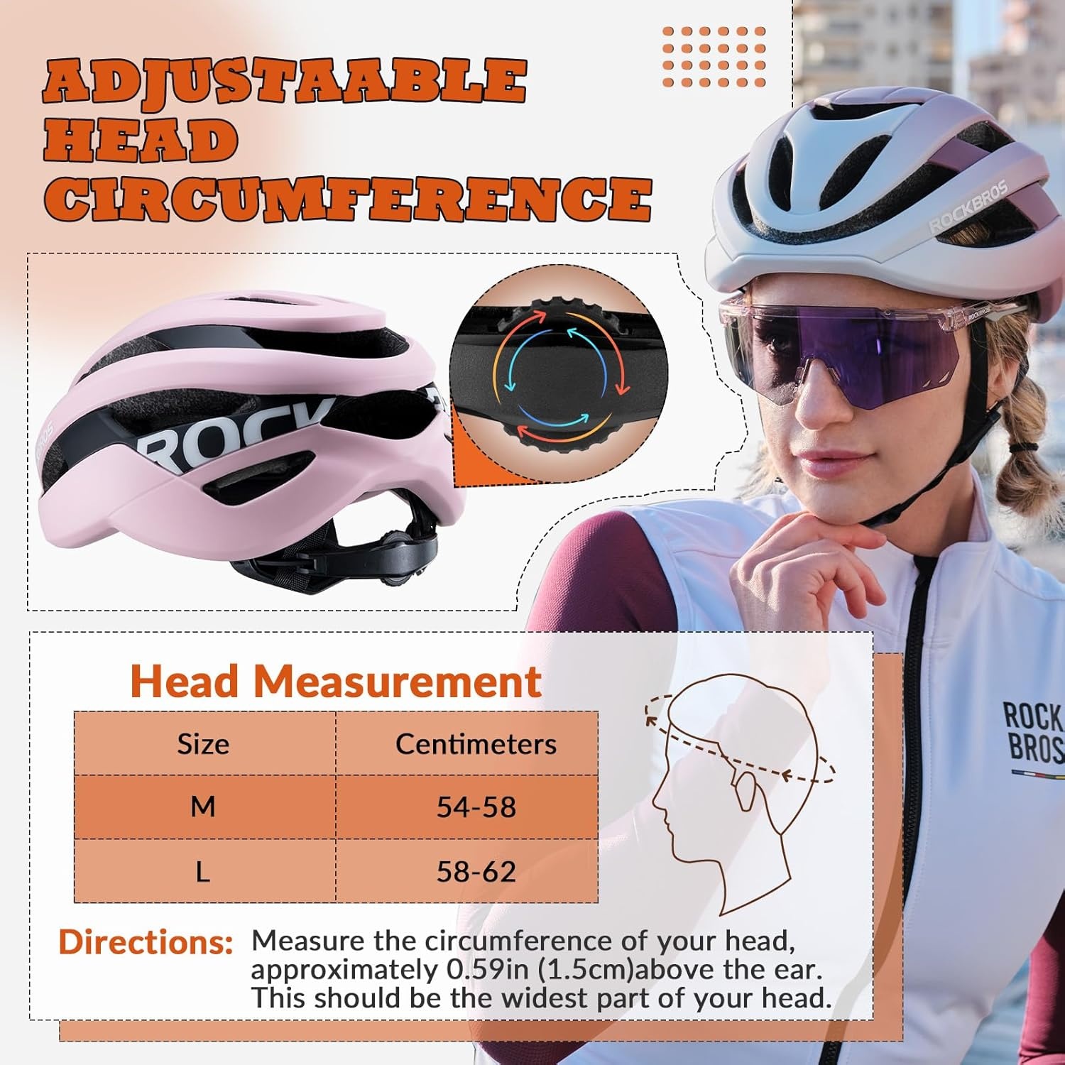 image:imageROCKBROS Bike Helmet for Adults Size 5462 cm for Riders Microshell Adjustable Dial Interior Padding Air Vents Mountain amp Road Bike MTB CommutingPink Matte