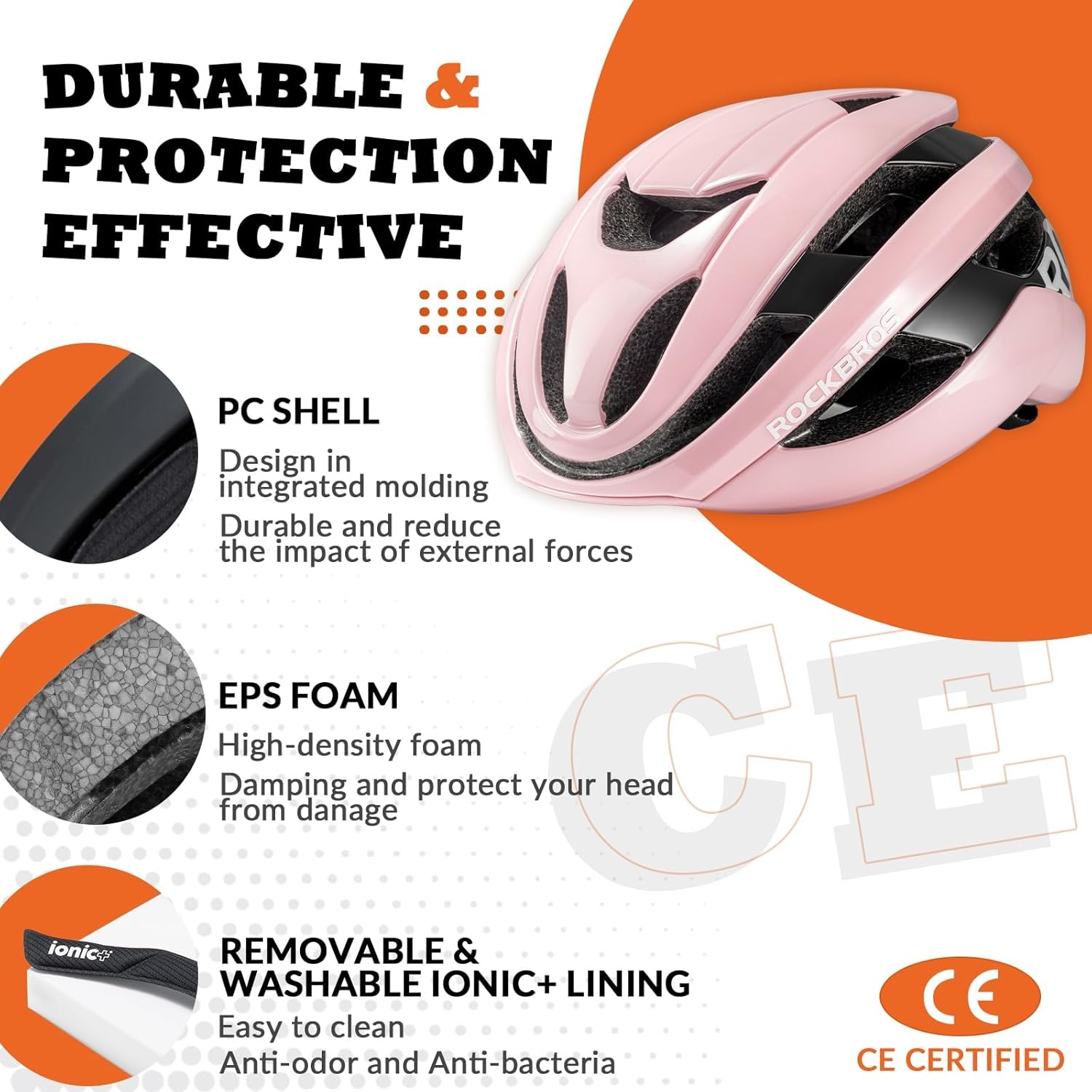 image:imageROCKBROS Bike Helmet for Adults Size 5462 cm for Riders Microshell Adjustable Dial Interior Padding Air Vents Mountain amp Road Bike MTB CommutingPink Glossy