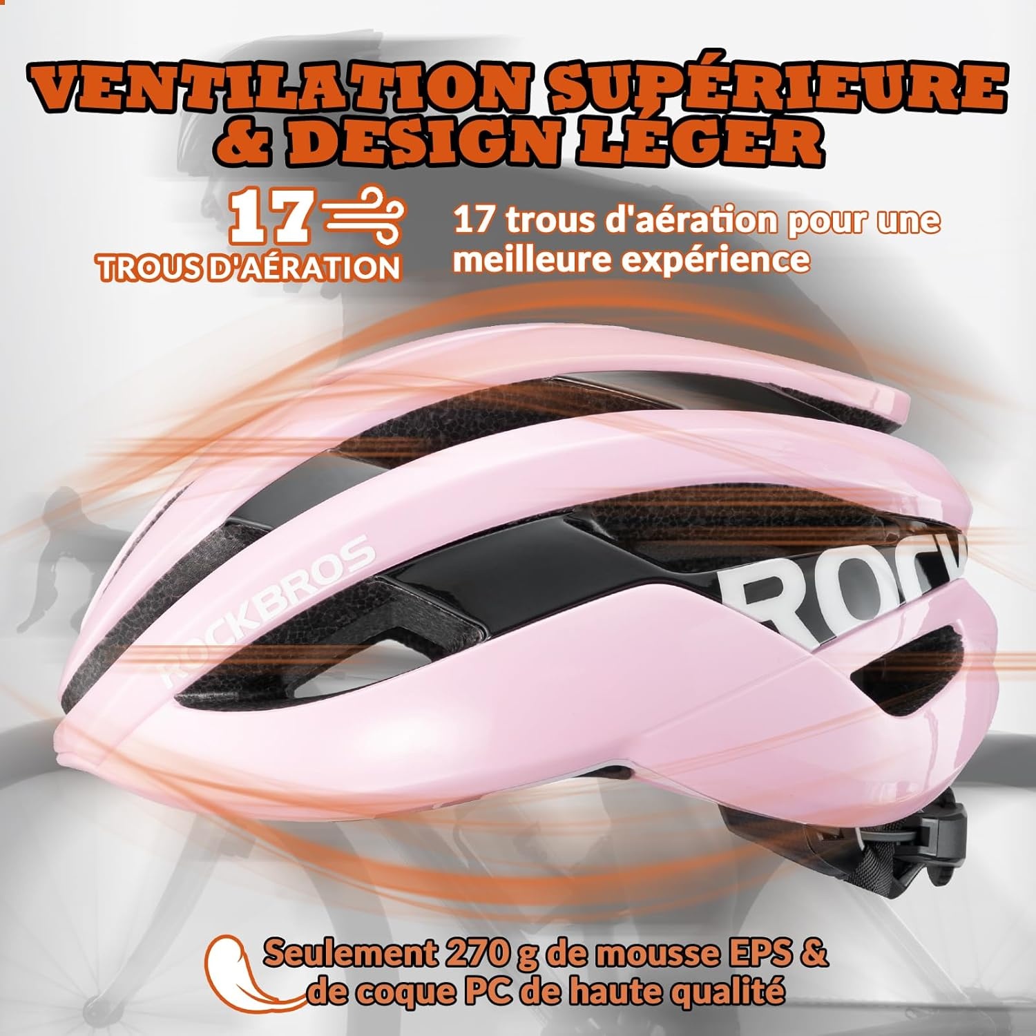 image:imageROCKBROS Bike Helmet for Adults Size 5462 cm for Riders Microshell Adjustable Dial Interior Padding Air Vents Mountain amp Road Bike MTB CommutingPink Glossy