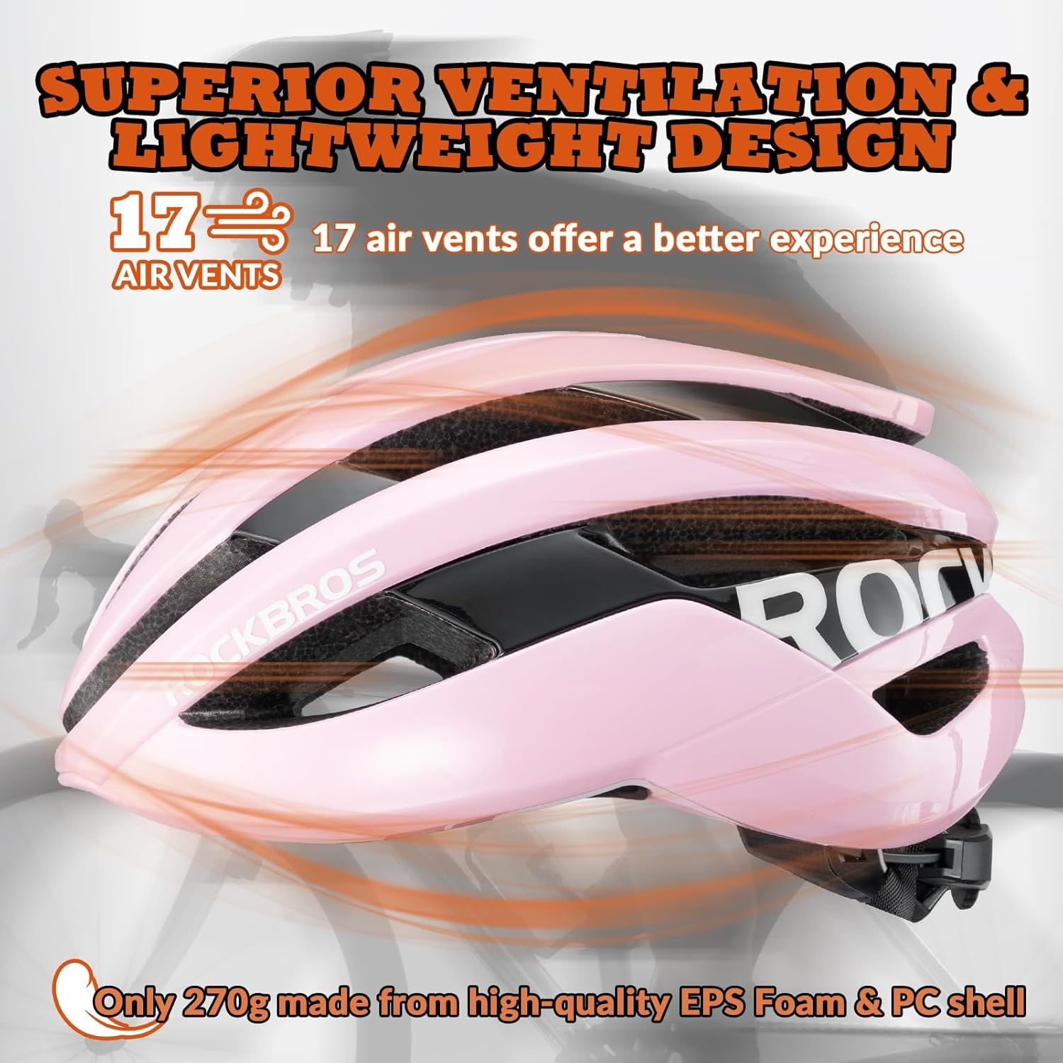 image:imageROCKBROS Bike Helmet for Adults Size 5462 cm for Riders Microshell Adjustable Dial Interior Padding Air Vents Mountain amp Road Bike MTB CommutingPink Glossy