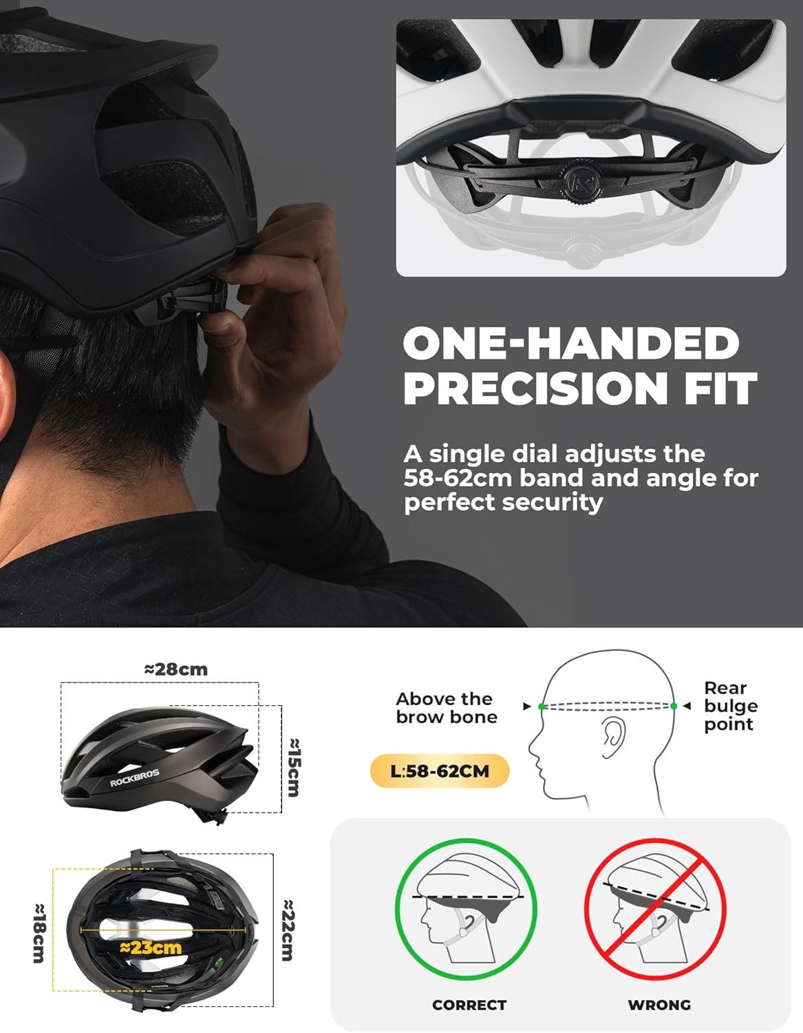 image:imageROCKBROS Helmet for AdultsGlossy Black