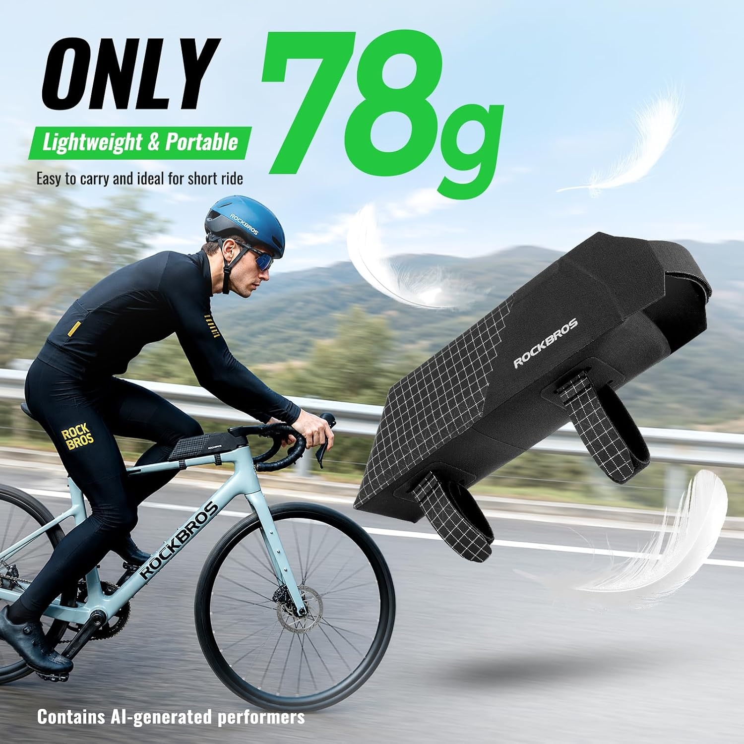 image:imageROCKBROS 06L Top Tube Bike Bag Waterproof Bike Frame Bag 217Inch Slim Aerodynamic Design Top Tube Bag Lightweight Portable Bike Storage Bag 3Point Secure Strap Mount for MTB Road Bike