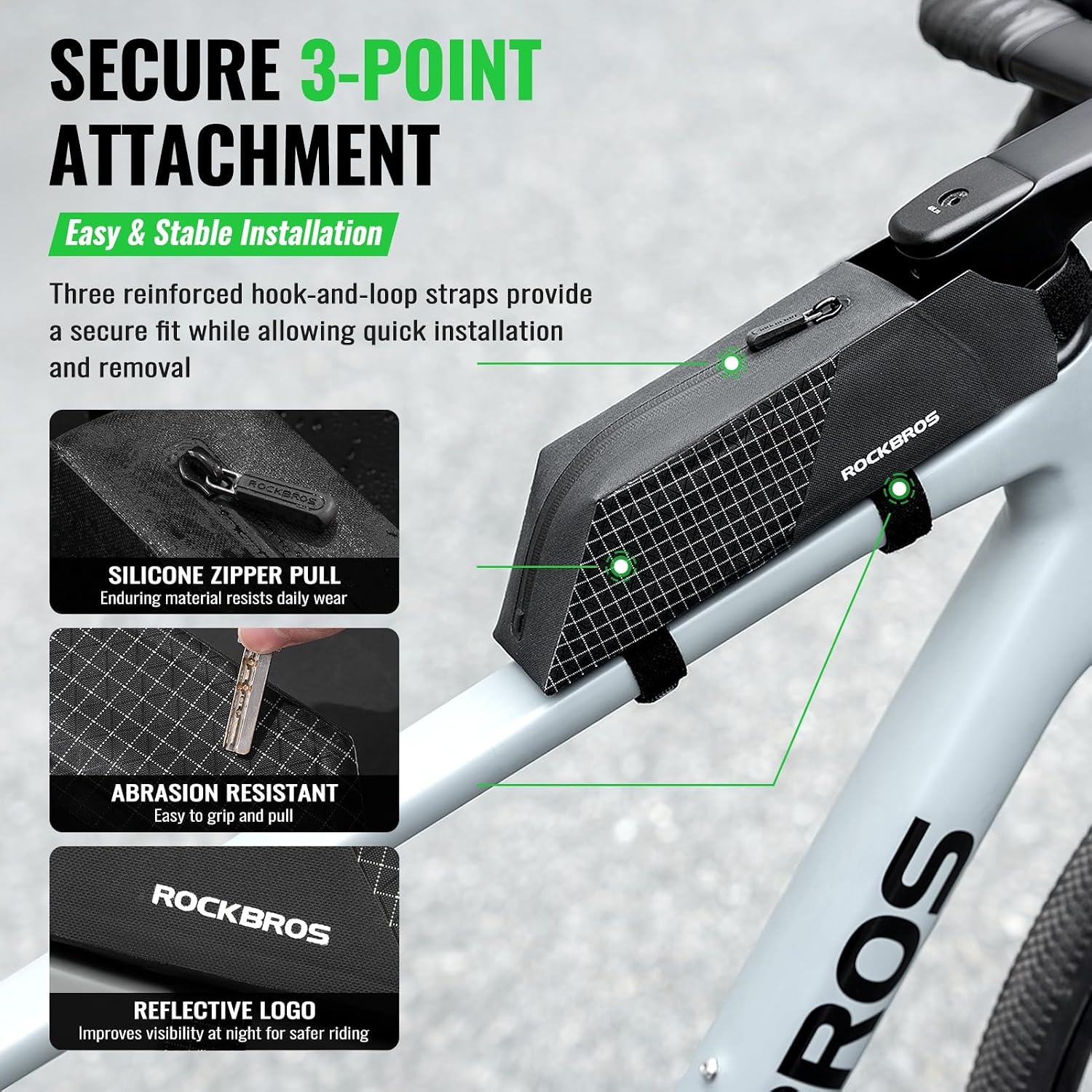 image:imageROCKBROS 06L Top Tube Bike Bag Waterproof Bike Frame Bag 217Inch Slim Aerodynamic Design Top Tube Bag Lightweight Portable Bike Storage Bag 3Point Secure Strap Mount for MTB Road Bike