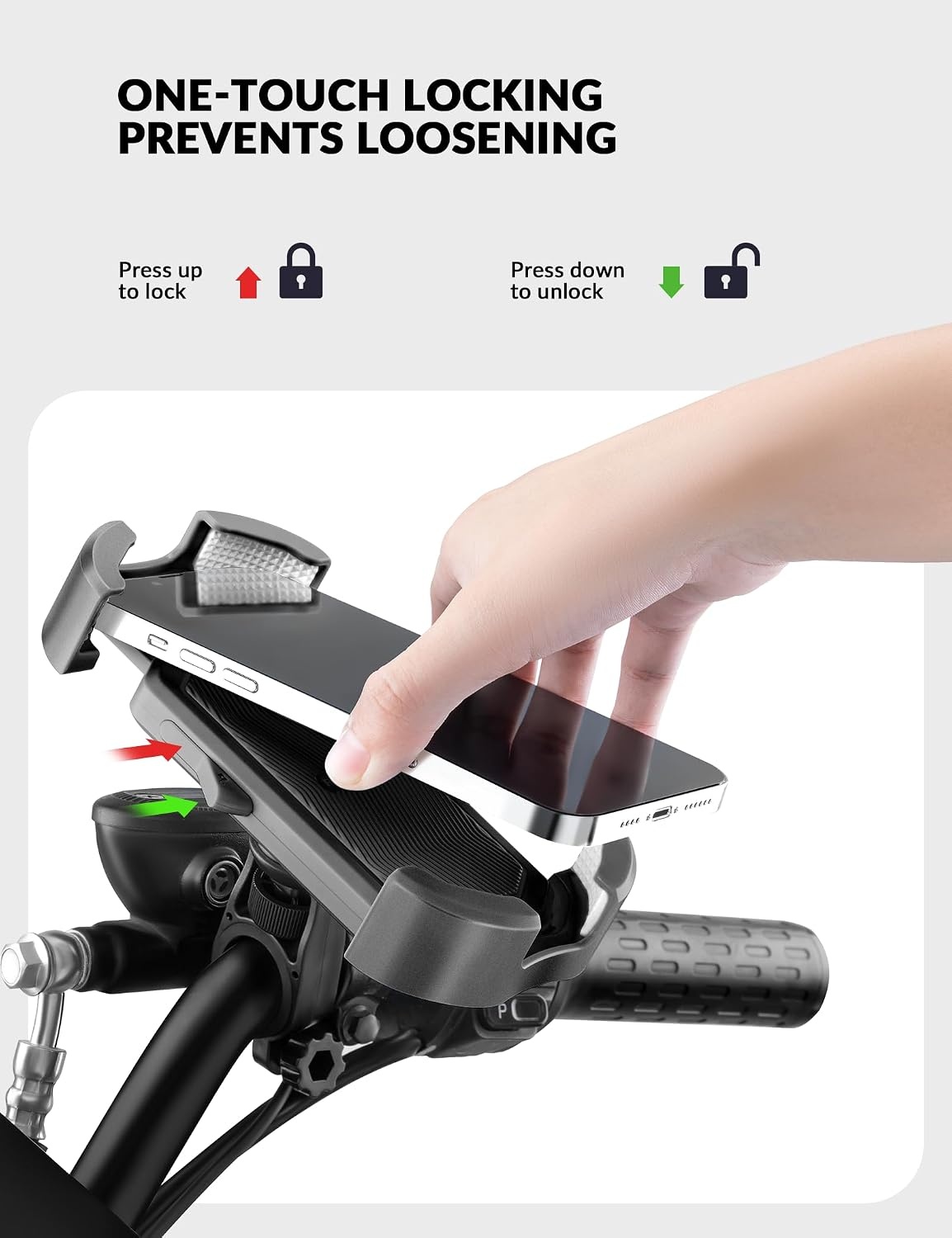 image:imageROCKBROS Bike Phone Holder Motorcycle amp Scooter Mount Adjustable Shockproof Security Lock 4768 PhonesHandlebar Mount Black