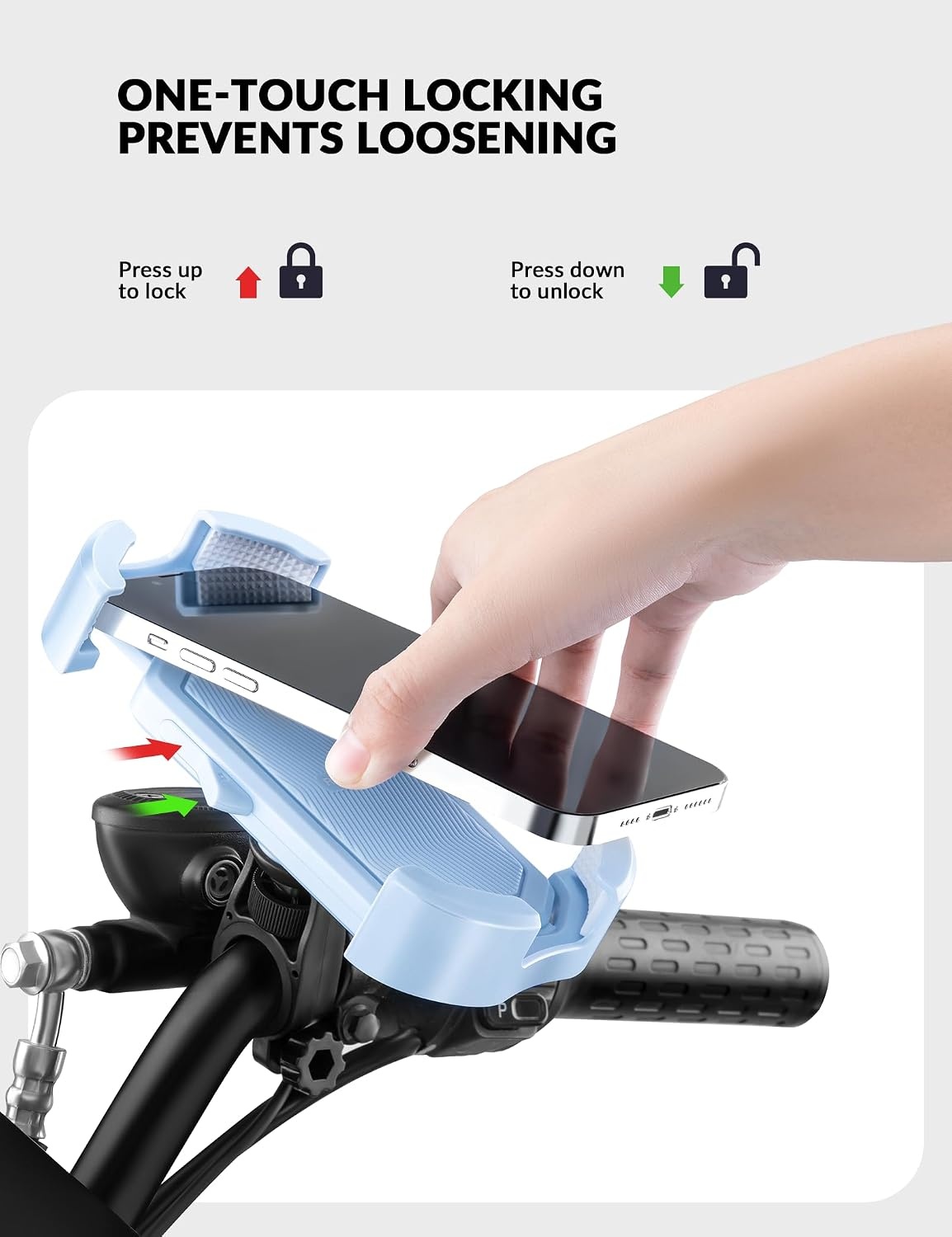 image:imageROCKBROS Bike Phone Holder Motorcycle amp Scooter Mount Adjustable Shockproof Security Lock 4768 PhonesHandlebar Mount Blue