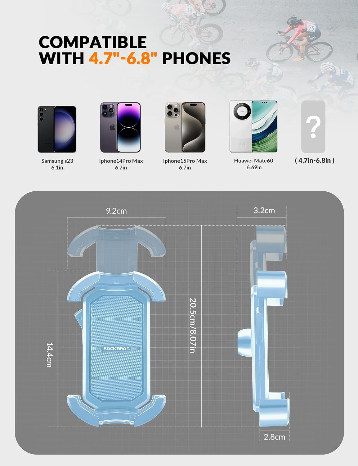 image:imageROCKBROS Bike Phone Holder Motorcycle amp Scooter Mount Adjustable Shockproof Security Lock 4768 PhonesHandlebar Mount Blue