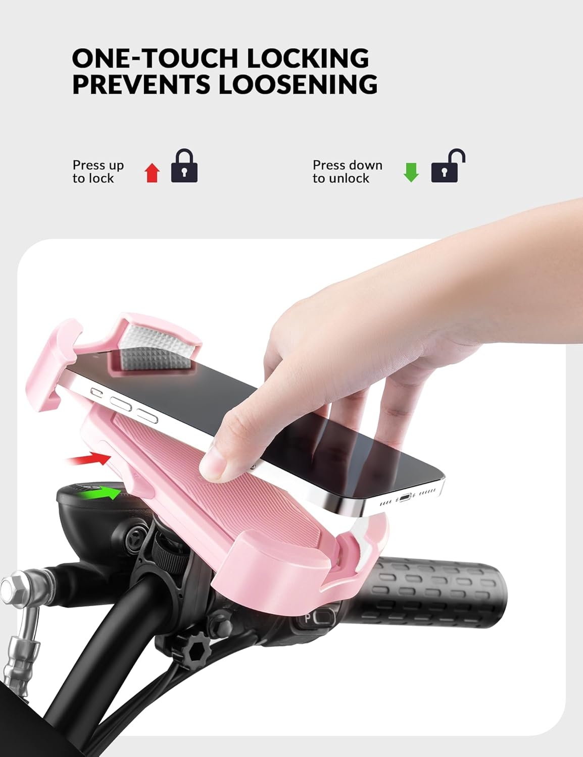 image:imageROCKBROS Bike Phone Holder Motorcycle amp Scooter Mount Adjustable Shockproof Security Lock 4768 PhonesHandlebar Mount Pink