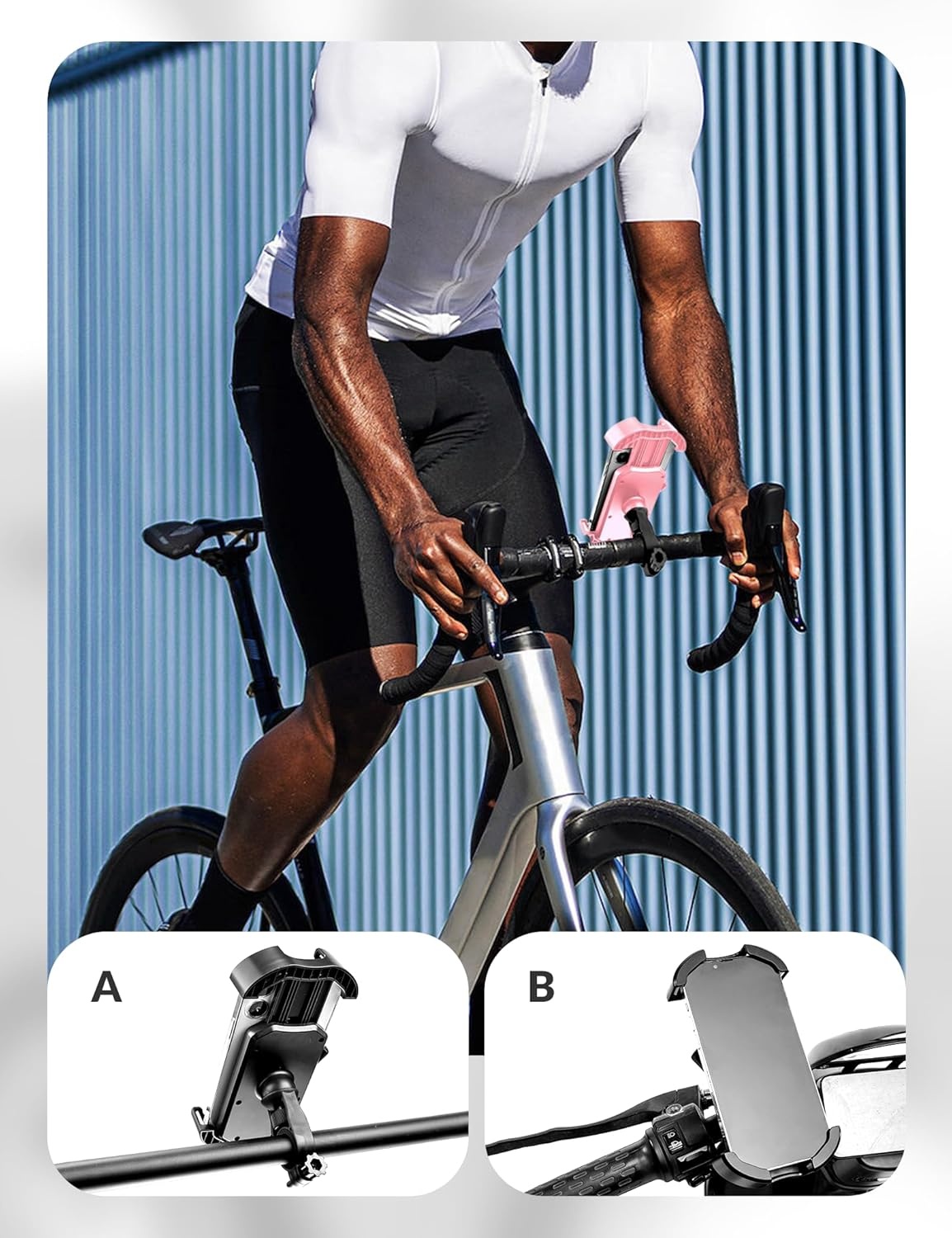 image:imageROCKBROS Bike Phone Holder Motorcycle amp Scooter Mount Adjustable Shockproof Security Lock 4768 PhonesHandlebar Mount White