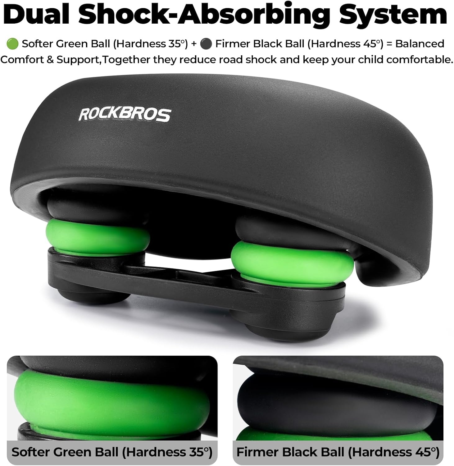 image:imageROCKBROS Youth Bike Seat Cusion Comfort Youth Replacement Saddle Bicycle Seat Waterproof Enhance Young Little Rider Teenager Bike Seat for Boys and Girls Gifts for MTB amp Road 16 to 24 No Clamp