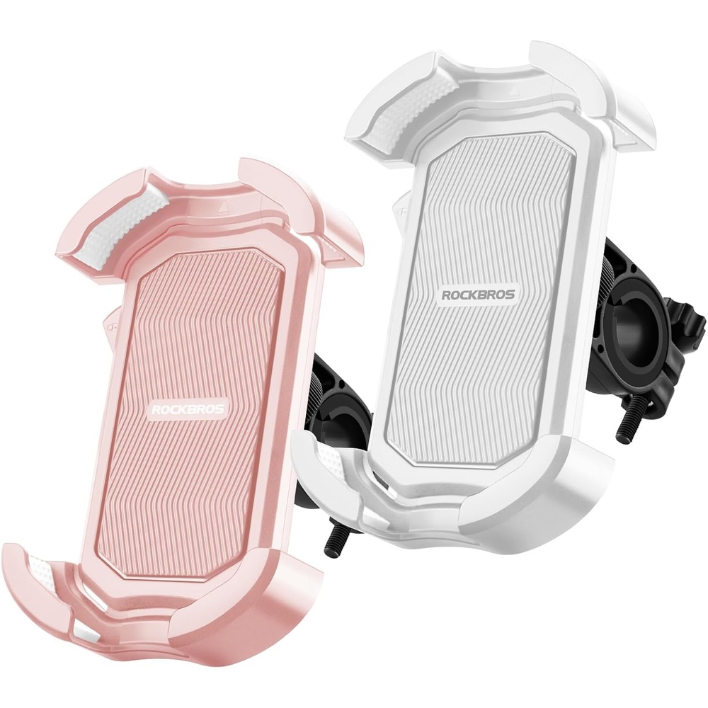 image:imageROCKBROS Bike Phone Holder Motorcycle amp Scooter Mount Adjustable Shockproof Security Lock 4768 Phones2 Pack Handlebar Mount Pink White