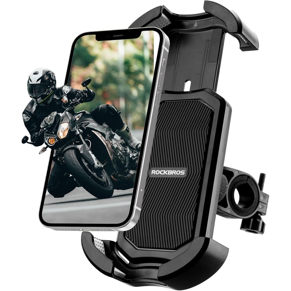 image:imageROCKBROS Bike Phone Holder Motorcycle amp Scooter Mount Adjustable Shockproof Security Lock 4768 PhonesHandlebar Mount Black