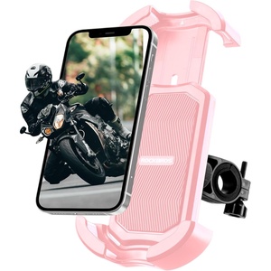 ROCKBROS Bike Phone Holder – Motorcycle & Scooter Mount, Adjustable, Shockproof, Security Lock, 4.7′-6.8′ Phones(Handlebar Mount Pink)