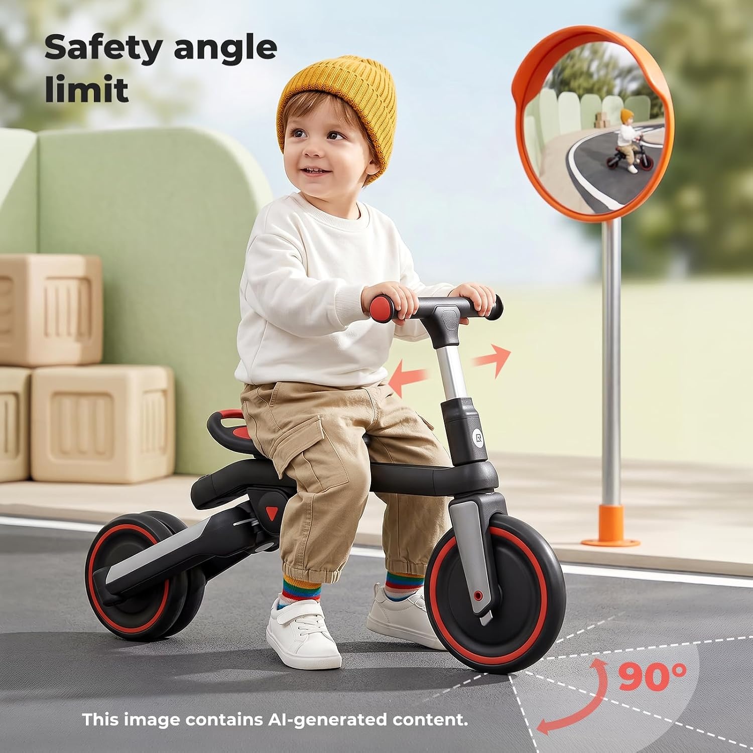 image:imageROCKBROS 3 in 1 Toddler Tricycle 25 Years Folding Kids Balance Bikes with Adjustable Seat and Removable Pedals Birthday Gift for Boys and GirlsBlackRed