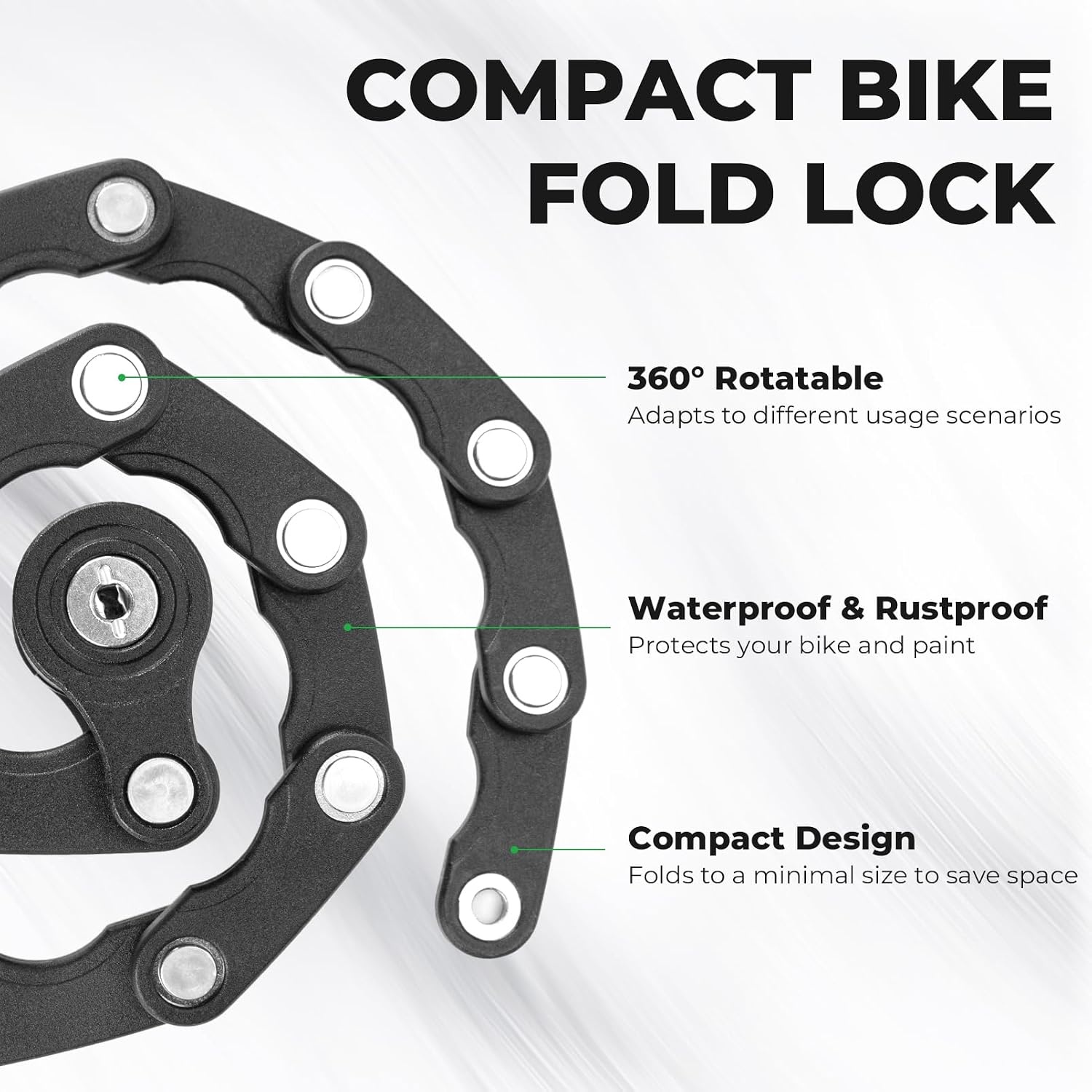 image:imageROCKBROS Folding Bike Lock for Bicycle Scooter Ebike AntiTheft Foldable Steel Bicycle Lock with Keys Mounting Bracket amp Straps 27in 132lbsBlack green