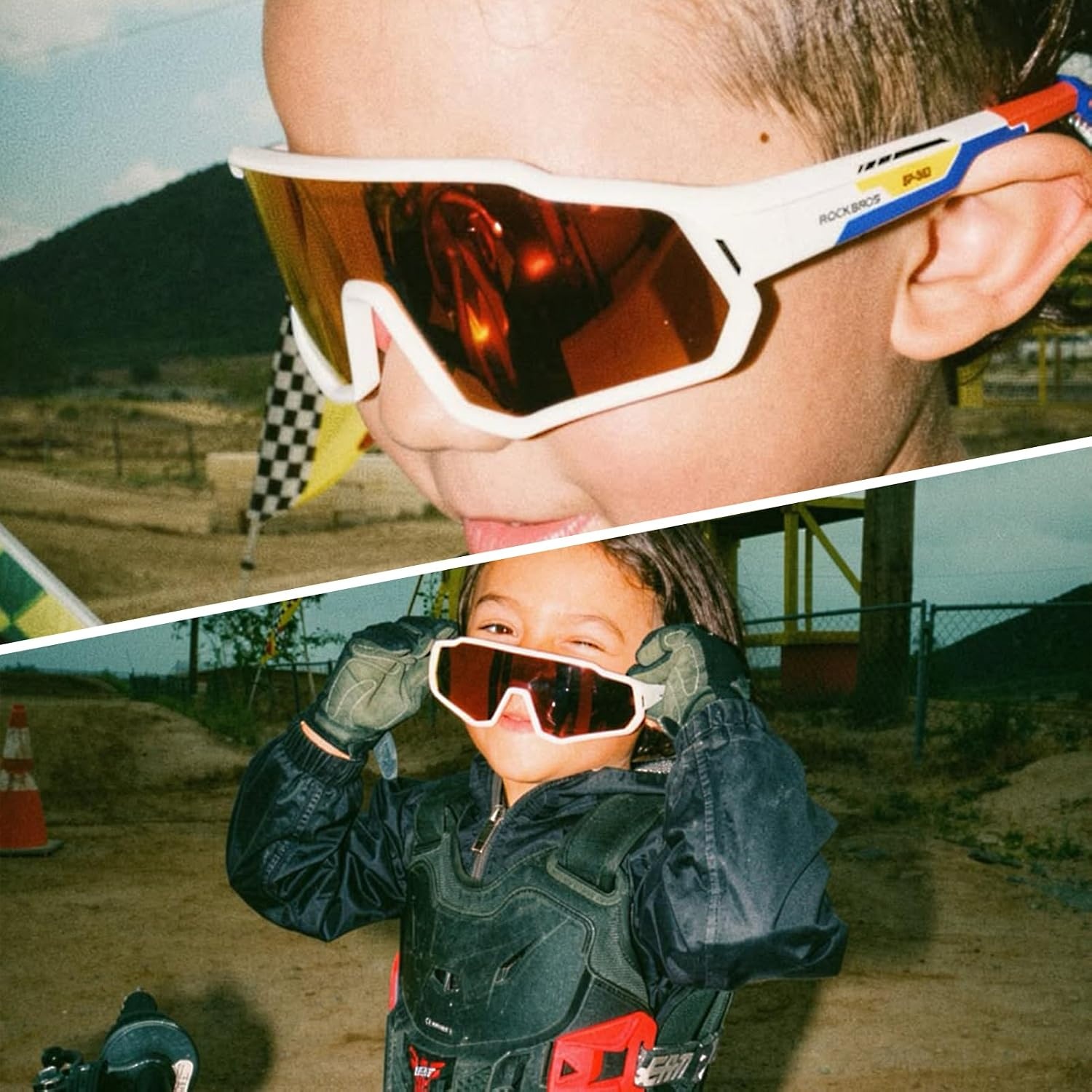 image:imageROCKBROS Kids Polarized Sunglasses Youth Baseball Glasses with Lanyard Strap UV Protection for Sports CyclingWhite