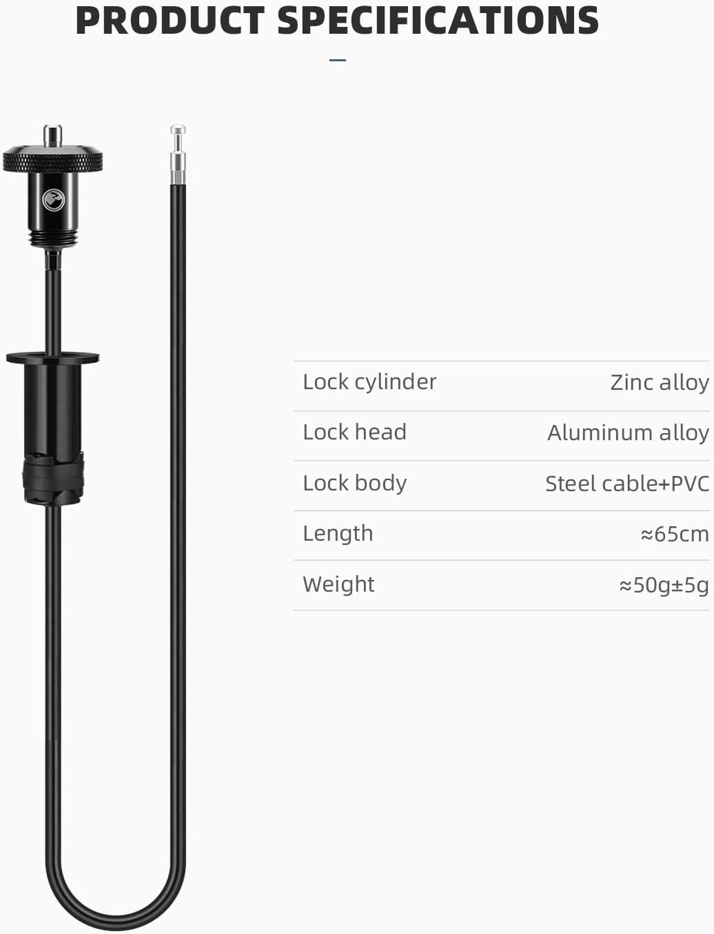 image:imageROCKBROSRoad to Sky Bike Cable Lock Hidden in Handlebars Helmet Lock Zinc Alloy Lock Cylinder Aluminum Shell 256 inches for Roadbike