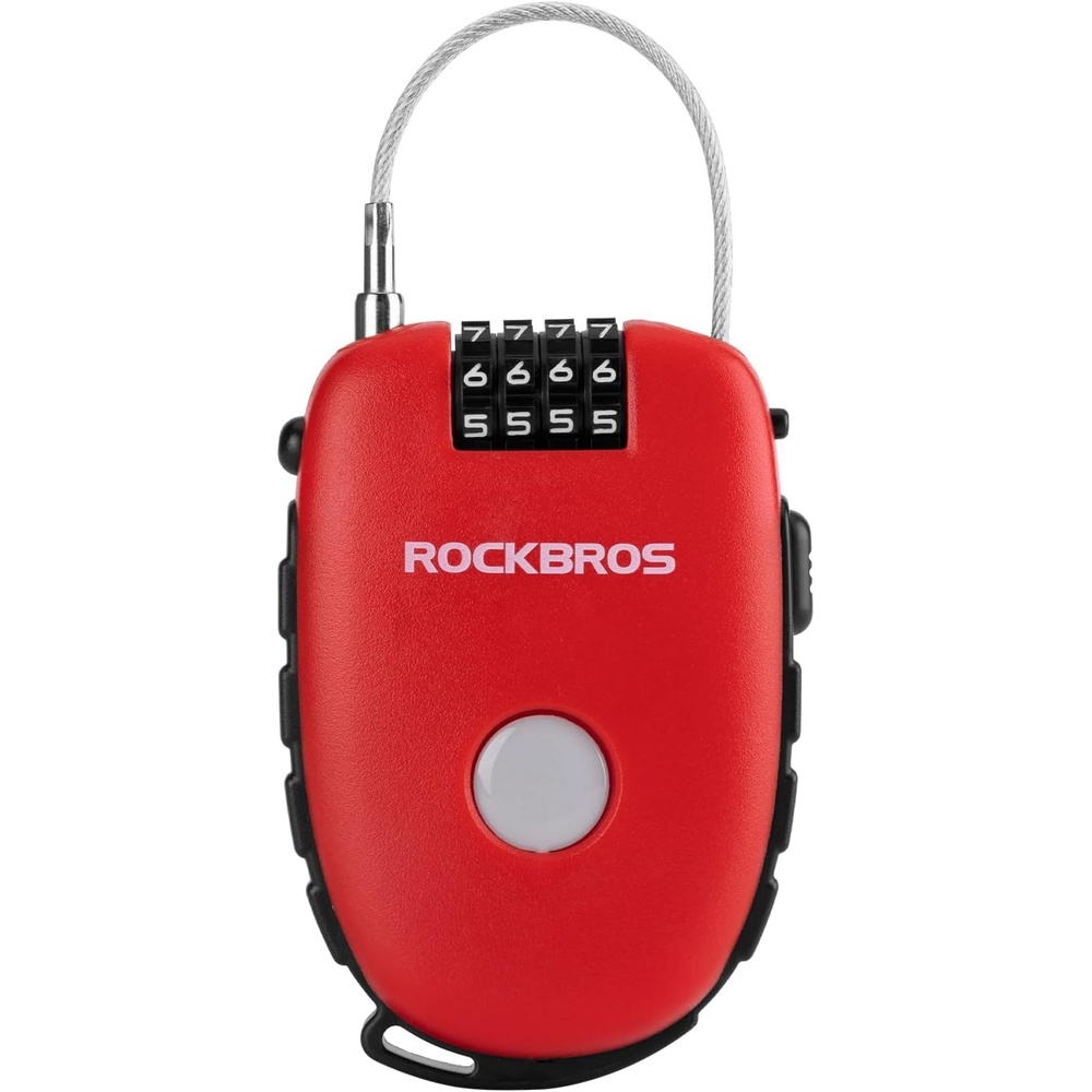 image:imageROCKBROS 4Digit Combination Bike Lock09M Lightweight Cable Lock for BicycleMTBEBikeScooterHelmet