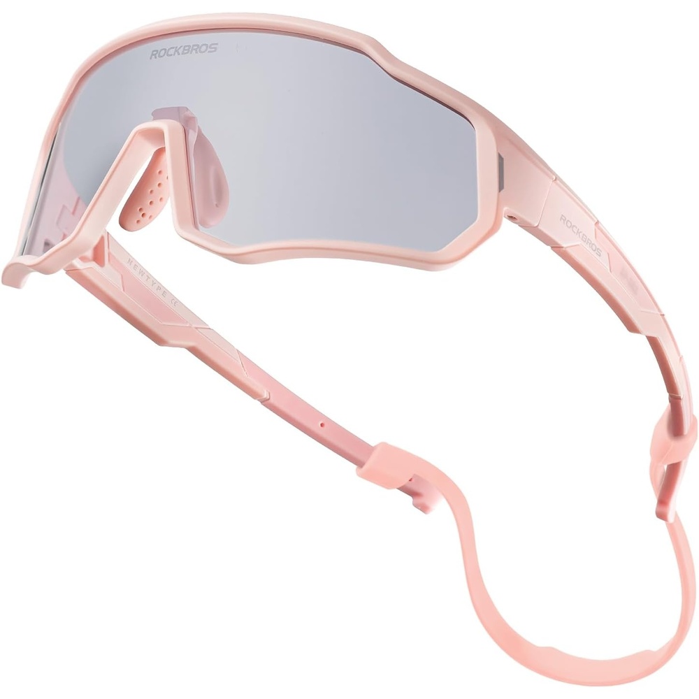 image:imageROCKBROS Kids Photochromic Sunglasses Youth Baseball Sun Glasses with Lanyard Strap for Boys and GirlsPink