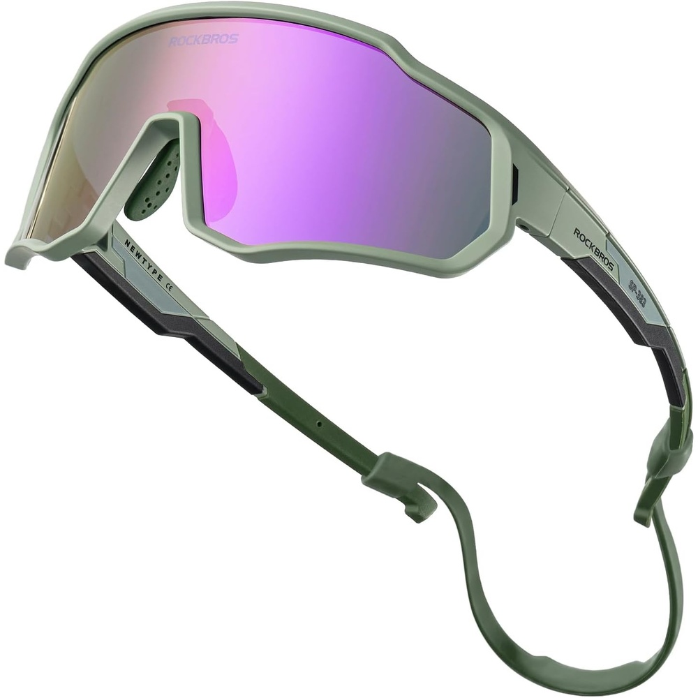 image:imageROCKBROS Kids Polarized Sunglasses Youth Baseball Glasses with Lanyard Strap UV Protection for Sports CyclingGreen