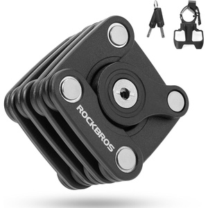 ROCKBROS Folding Bike Lock for Bicycle Scooter Ebike, Anti-Theft Foldable Steel Bicycle Lock with Keys, Mounting Bracket & Straps, 27in 1.32lbs(Black)