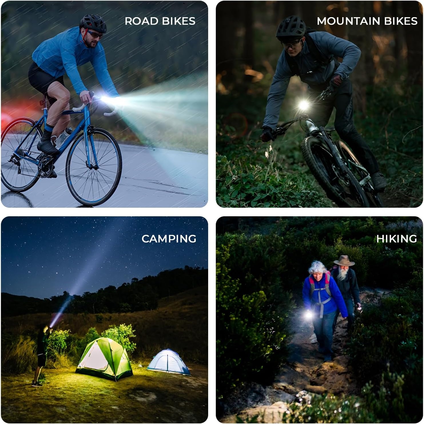 image:imageROCKBROS Bike Headlight 6 Modes AntiDazzling Bike Front Light Aluminium Alloy IPX6 Waterproof TypeC Rechargeable Bike Lights for Night Riding