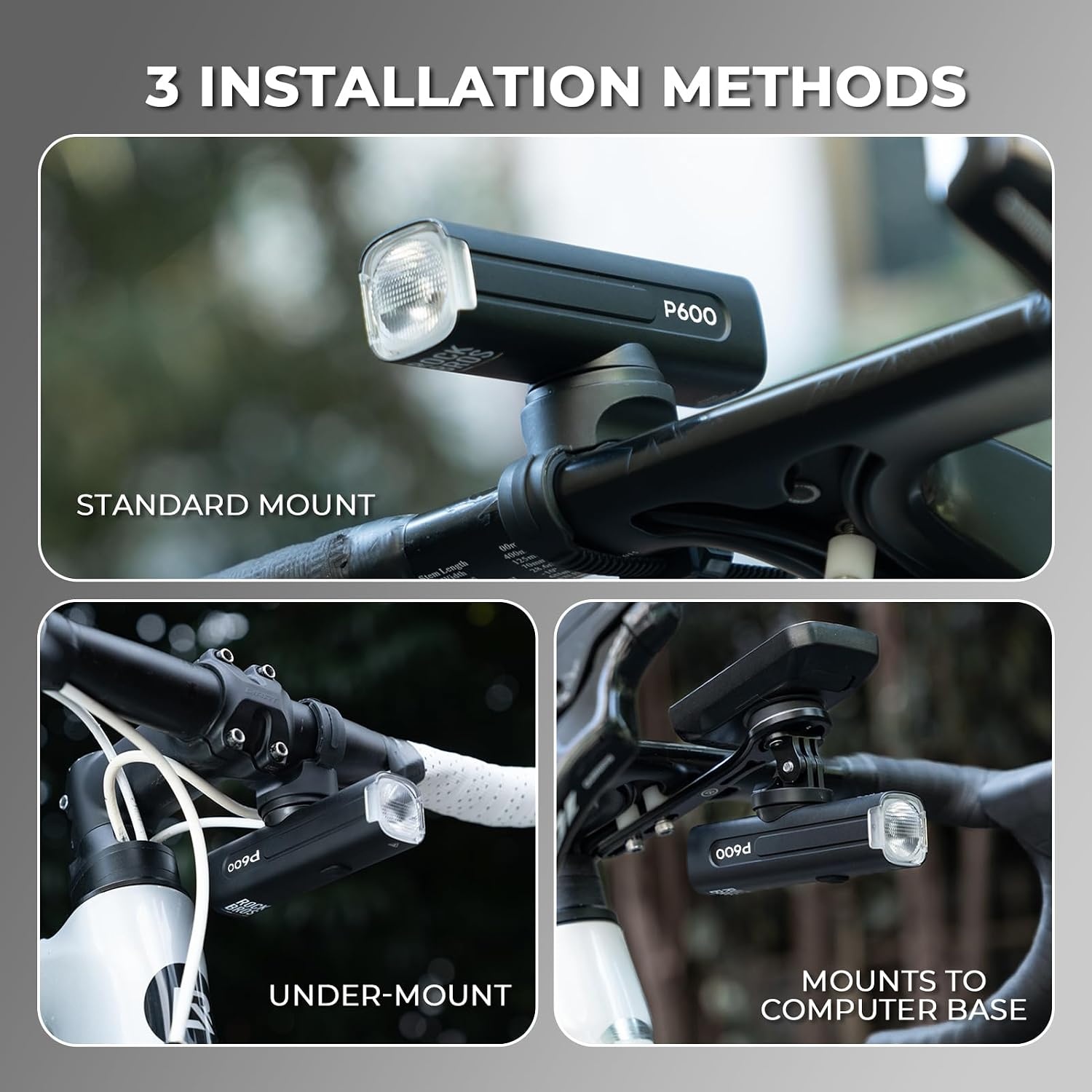 image:imageROCKBROS Bike Headlight 6 Modes AntiDazzling Bike Front Light Aluminium Alloy IPX6 Waterproof TypeC Rechargeable Bike Lights for Night Riding