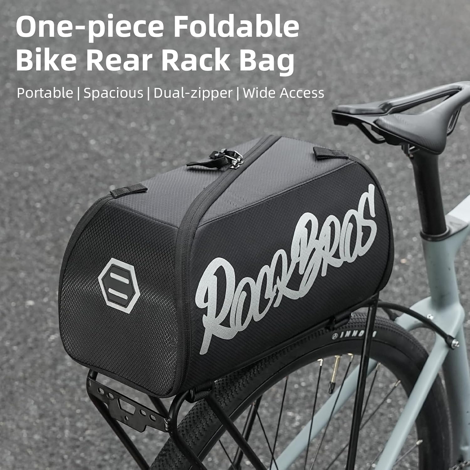 image:imageROCKBROS Bike Bags for Bicycle Rear rack 12L15L Bike Ebike Trunk Pannier Saddle Bag with Shoulder Strap for Commuter Travel Outdoor Accessories GearNo Side Pocket