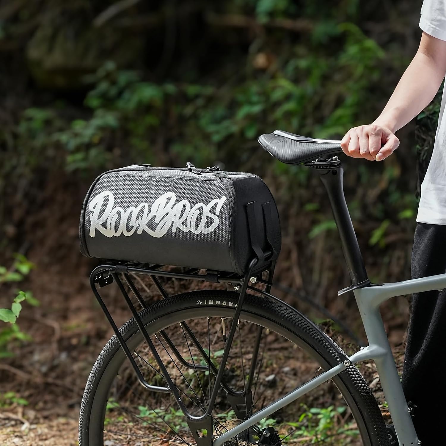 image:imageROCKBROS Bike Bags for Bicycle Rear rack 12L15L Bike Ebike Trunk Pannier Saddle Bag with Shoulder Strap for Commuter Travel Outdoor Accessories GearNo Side Pocket