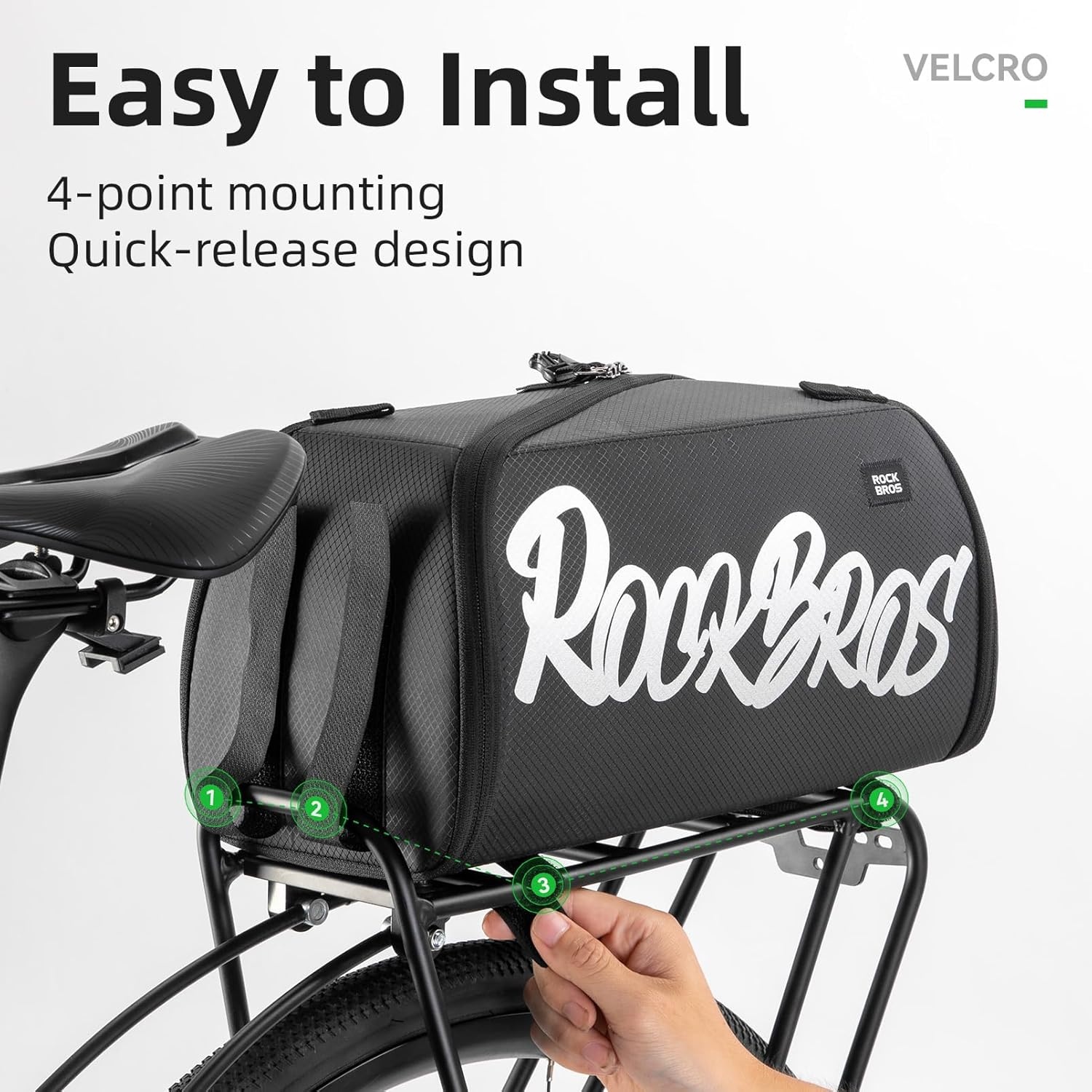 image:imageROCKBROS Bike Bags for Bicycle Rear rack 12L15L Bike Ebike Trunk Pannier Saddle Bag with Shoulder Strap for Commuter Travel Outdoor Accessories GearWith Side Pocket