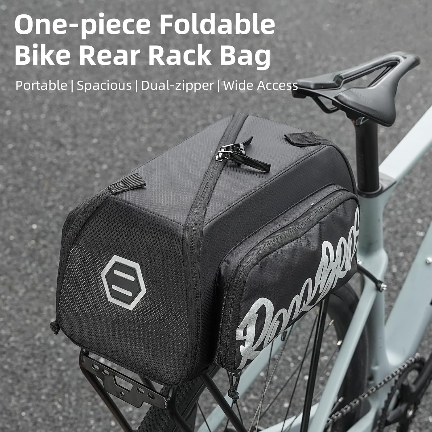 image:imageROCKBROS Bike Bags for Bicycle Rear rack 12L15L Bike Ebike Trunk Pannier Saddle Bag with Shoulder Strap for Commuter Travel Outdoor Accessories GearWith Side Pocket