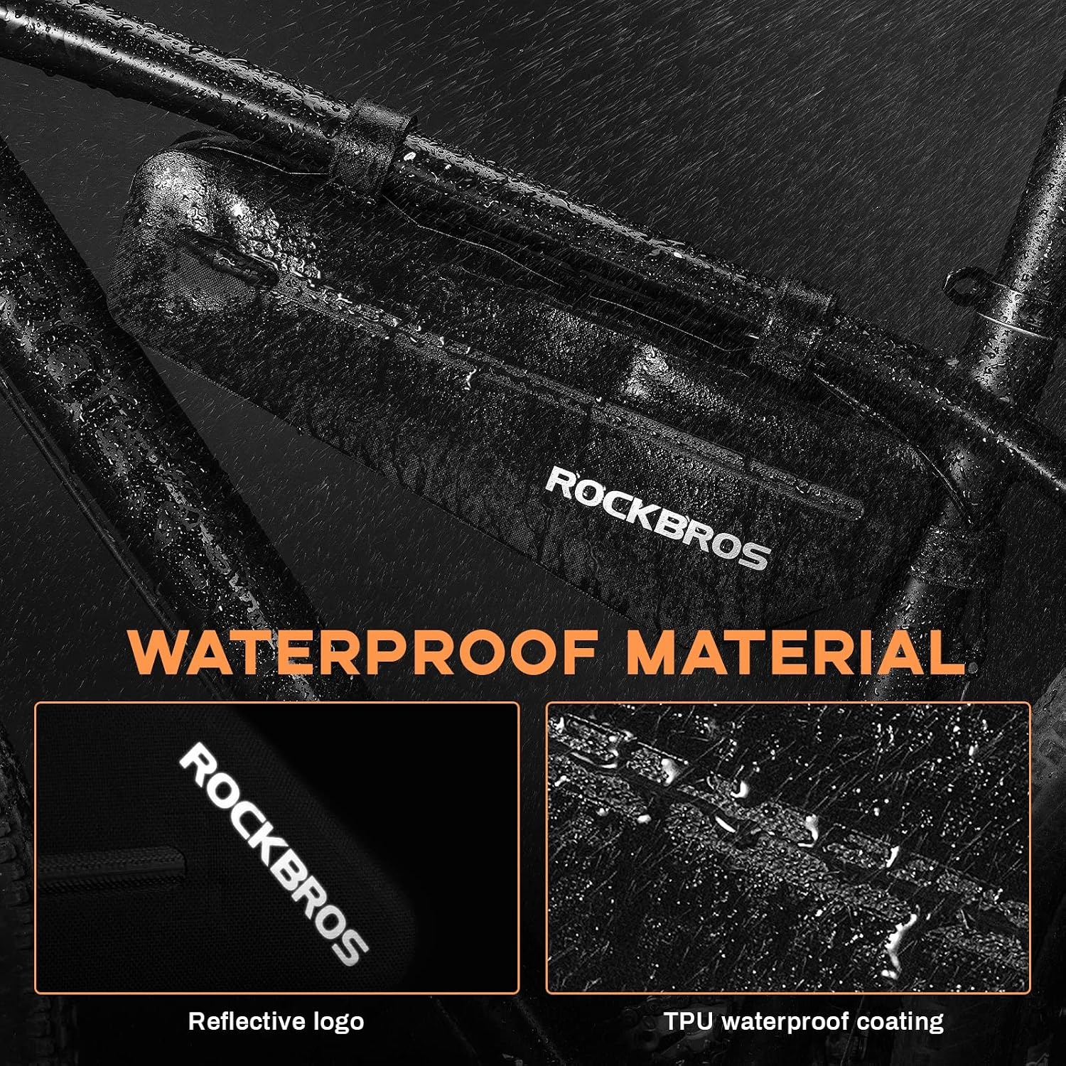 image:imageROCKBROS Bike Frame Bag 35L Waterproof Bike Bag Top Tube Bike BagBike Storage Bag Cycling Accessories for Mountain amp Road Bikes 2Pack