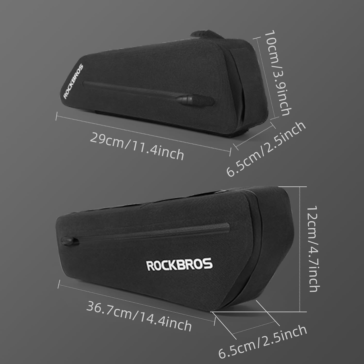 image:imageROCKBROS Bike Frame Bag 35L Waterproof Bike Bag Top Tube Bike BagBike Storage Bag Cycling Accessories for Mountain amp Road Bikes 2Pack